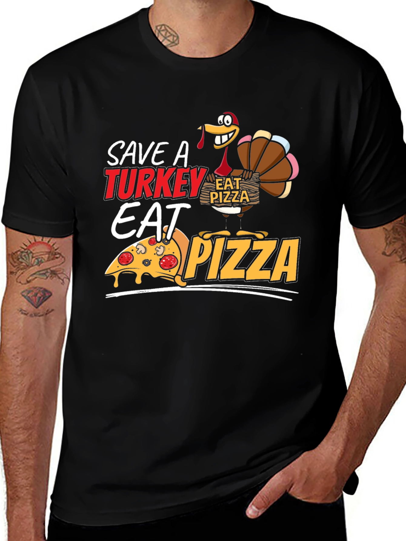 Save a Turkey Eat Pizza Graphic Tee