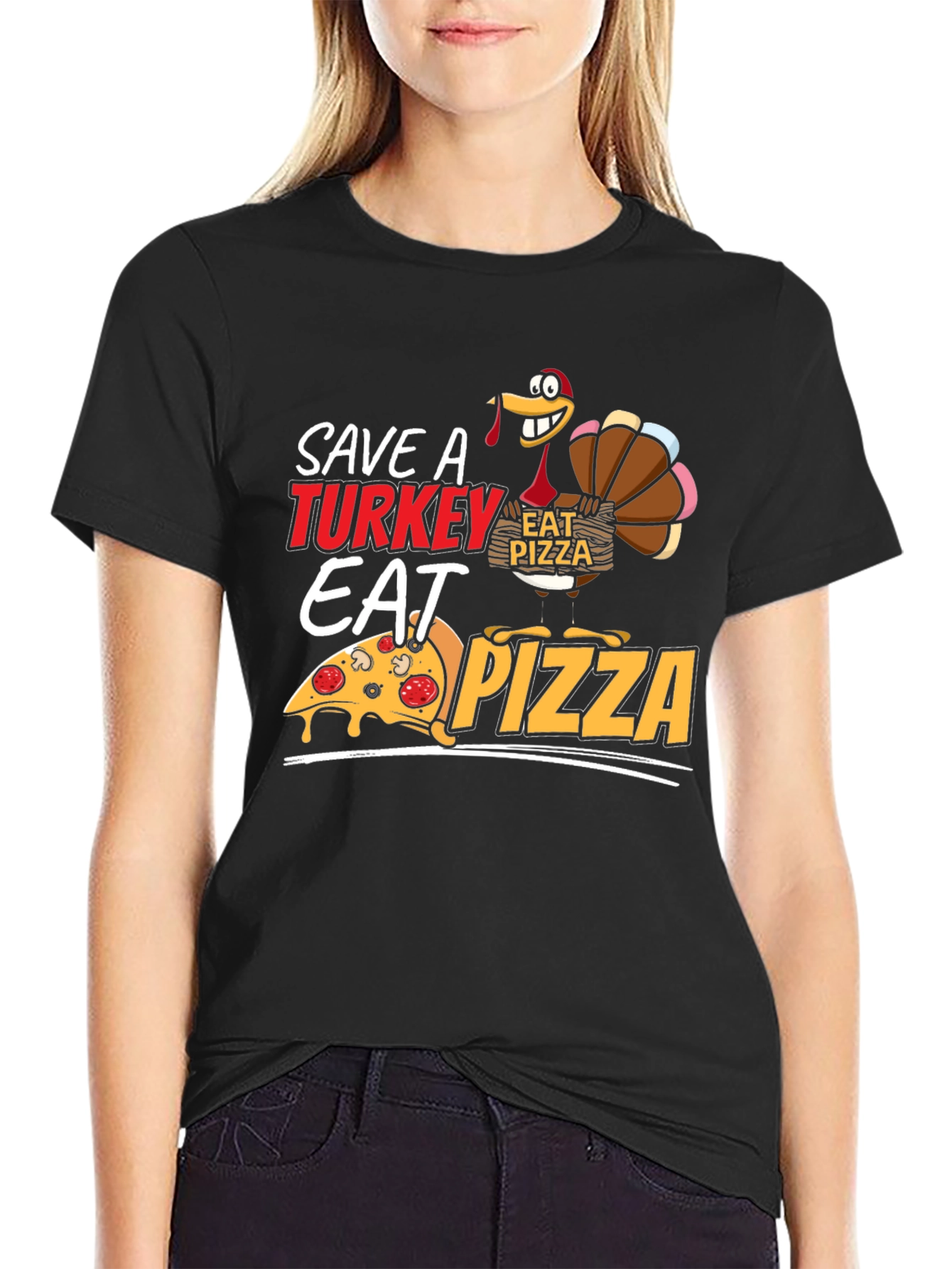 Save a Turkey Eat Pizza Graphic Tee