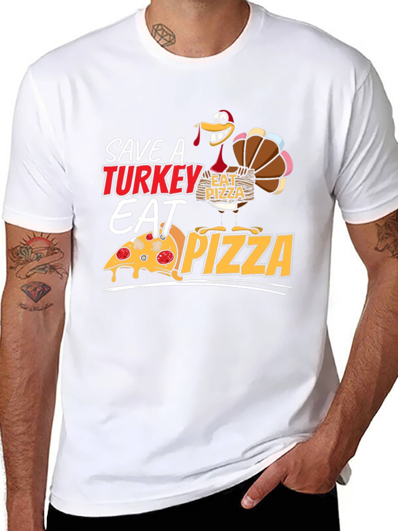 Save a Turkey Eat Pizza Graphic Tee
