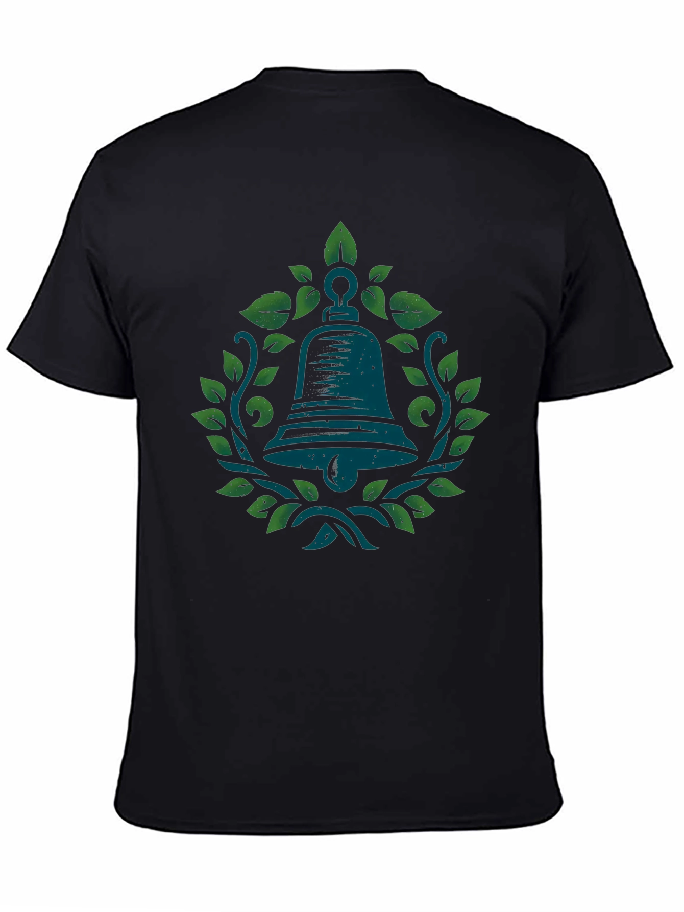 Bell and Leaves Graphic Tee - Black Cotton