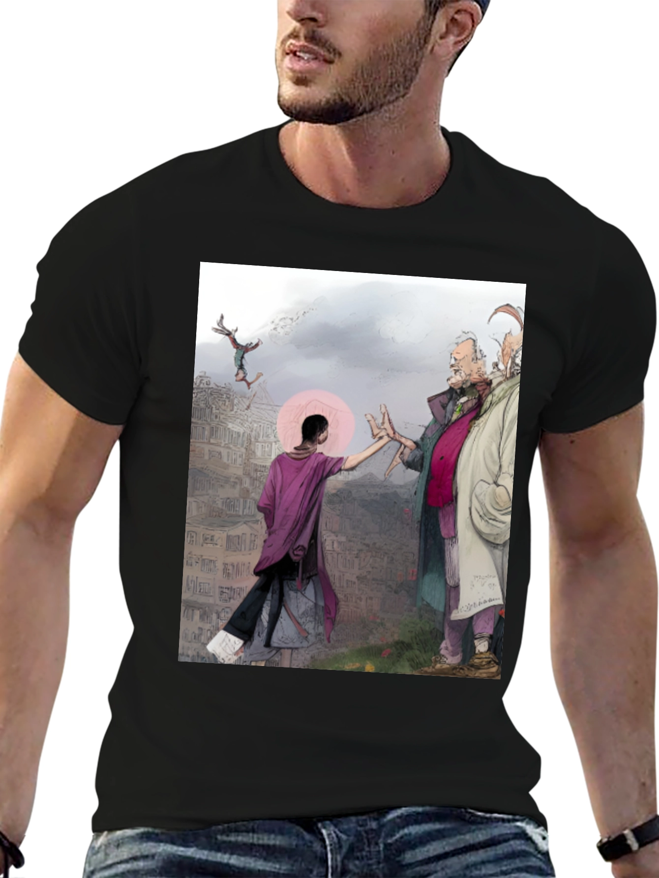 Artistic Graphic Tee - Unique Urban Scene