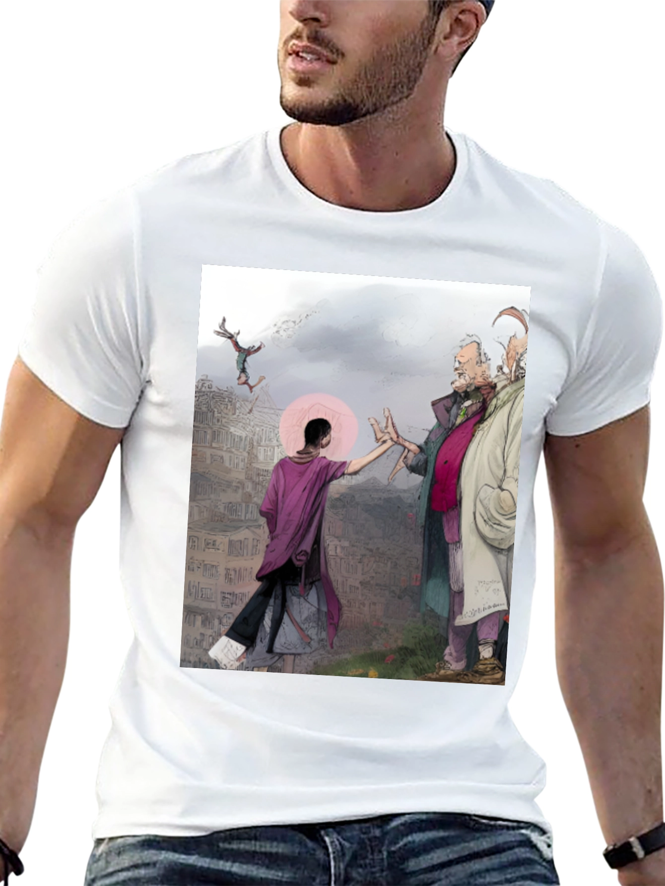 Artistic Graphic Tee - Unique Urban Scene
