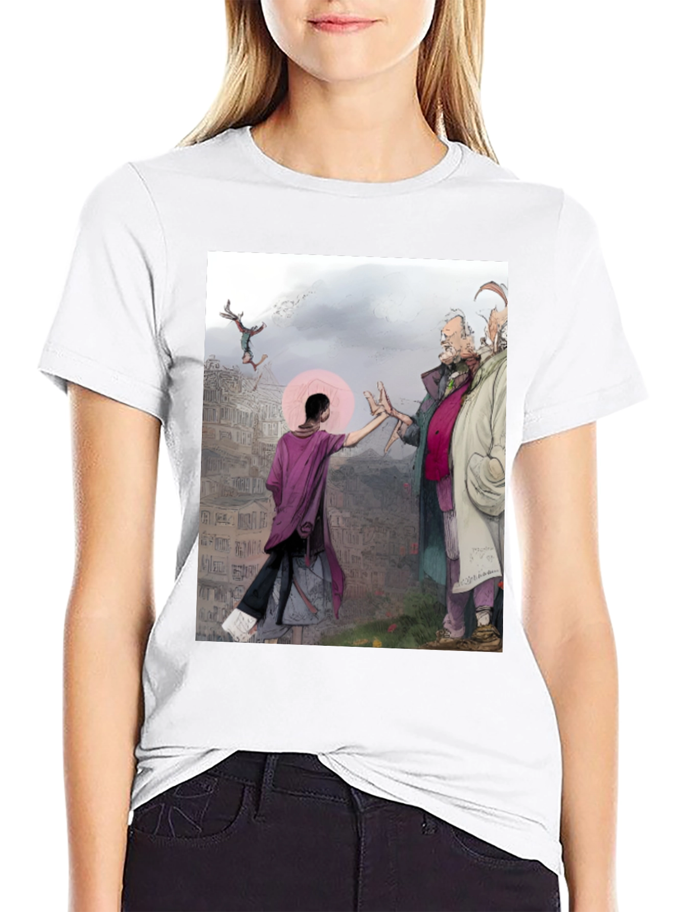 Artistic Graphic Tee - Unique Urban Scene