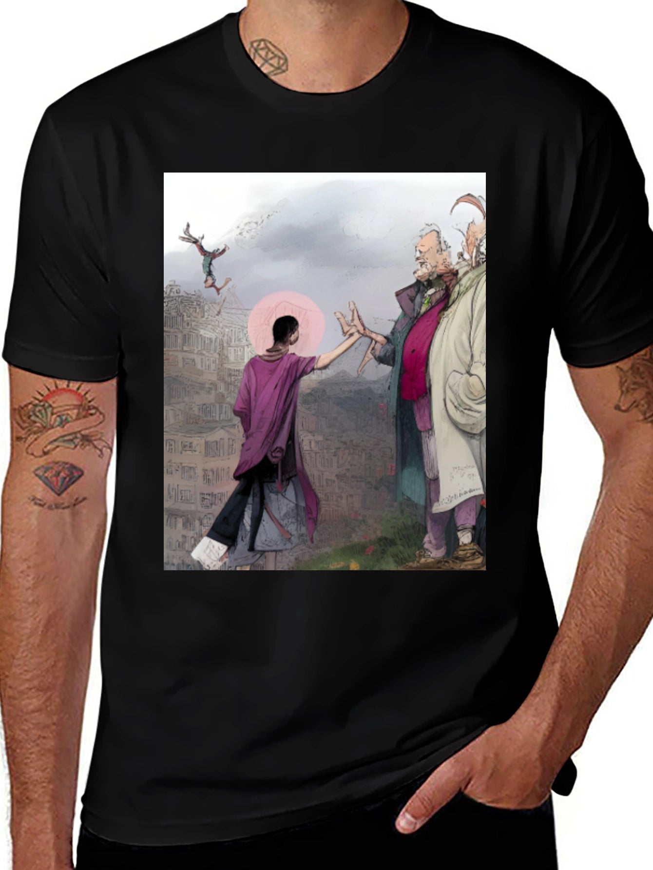 Artistic Graphic Tee - Unique Urban Scene