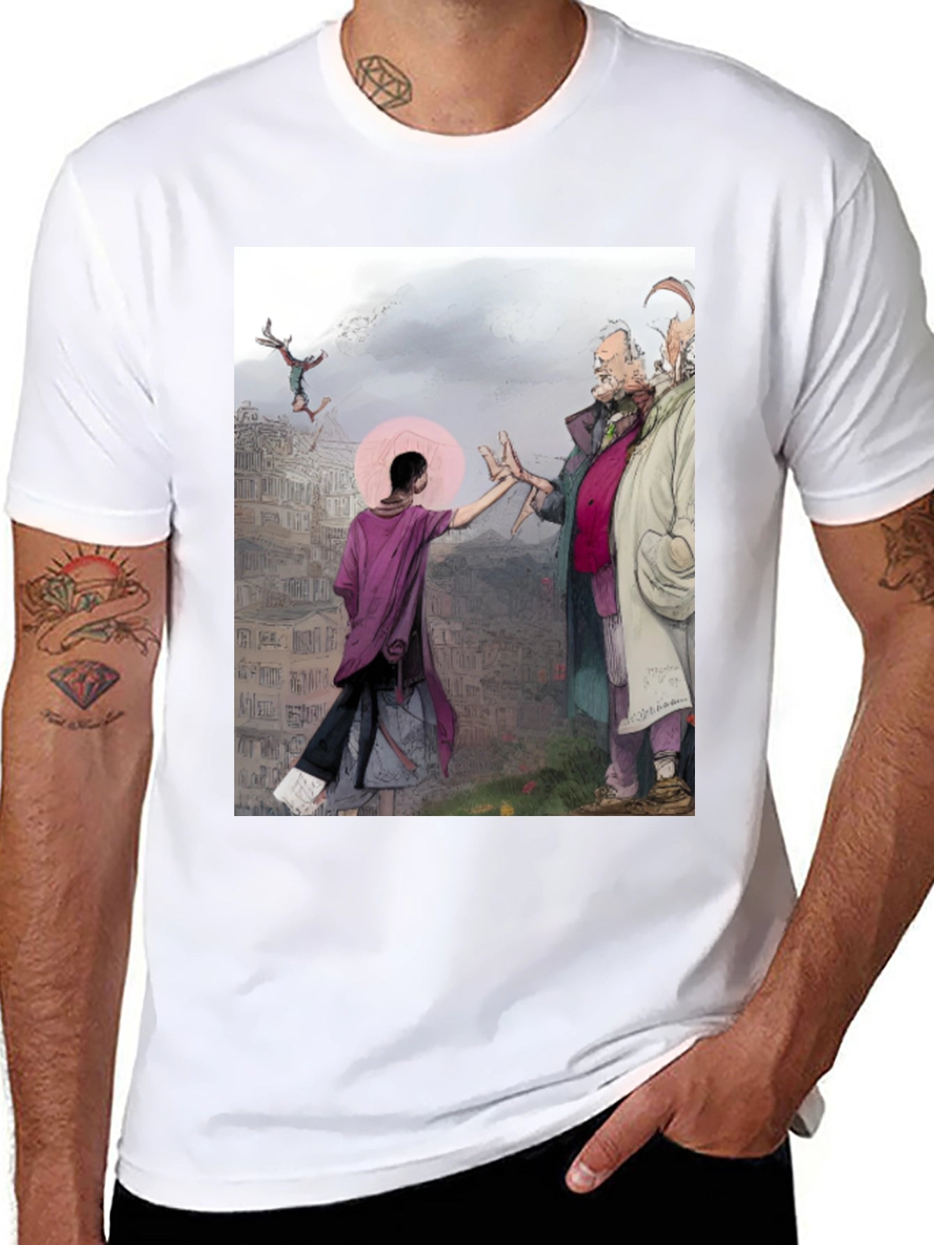 Artistic Graphic Tee - Unique Urban Scene