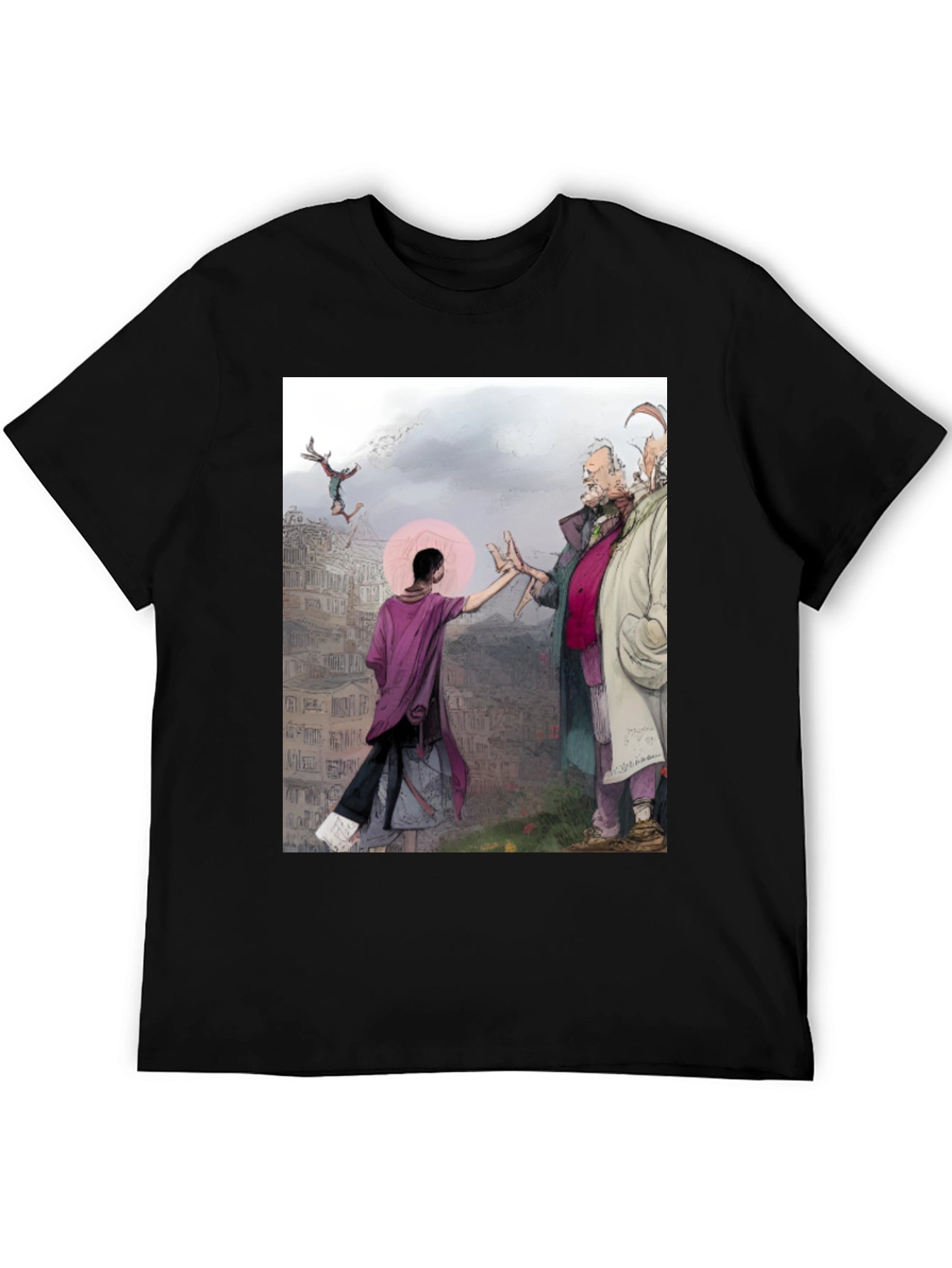 Artistic Graphic Tee - Unique Urban Scene