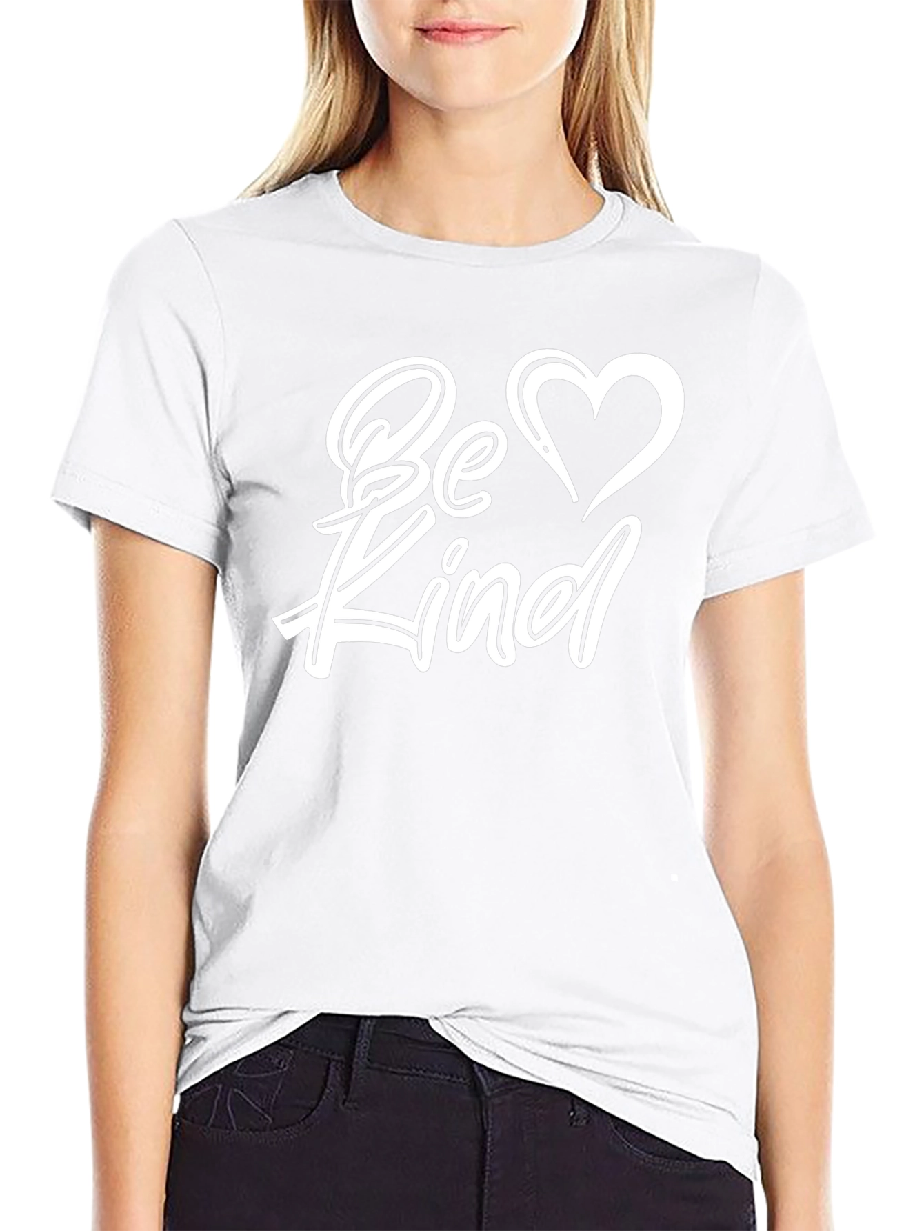 Be Kind Black T-Shirt with Heart Graphic