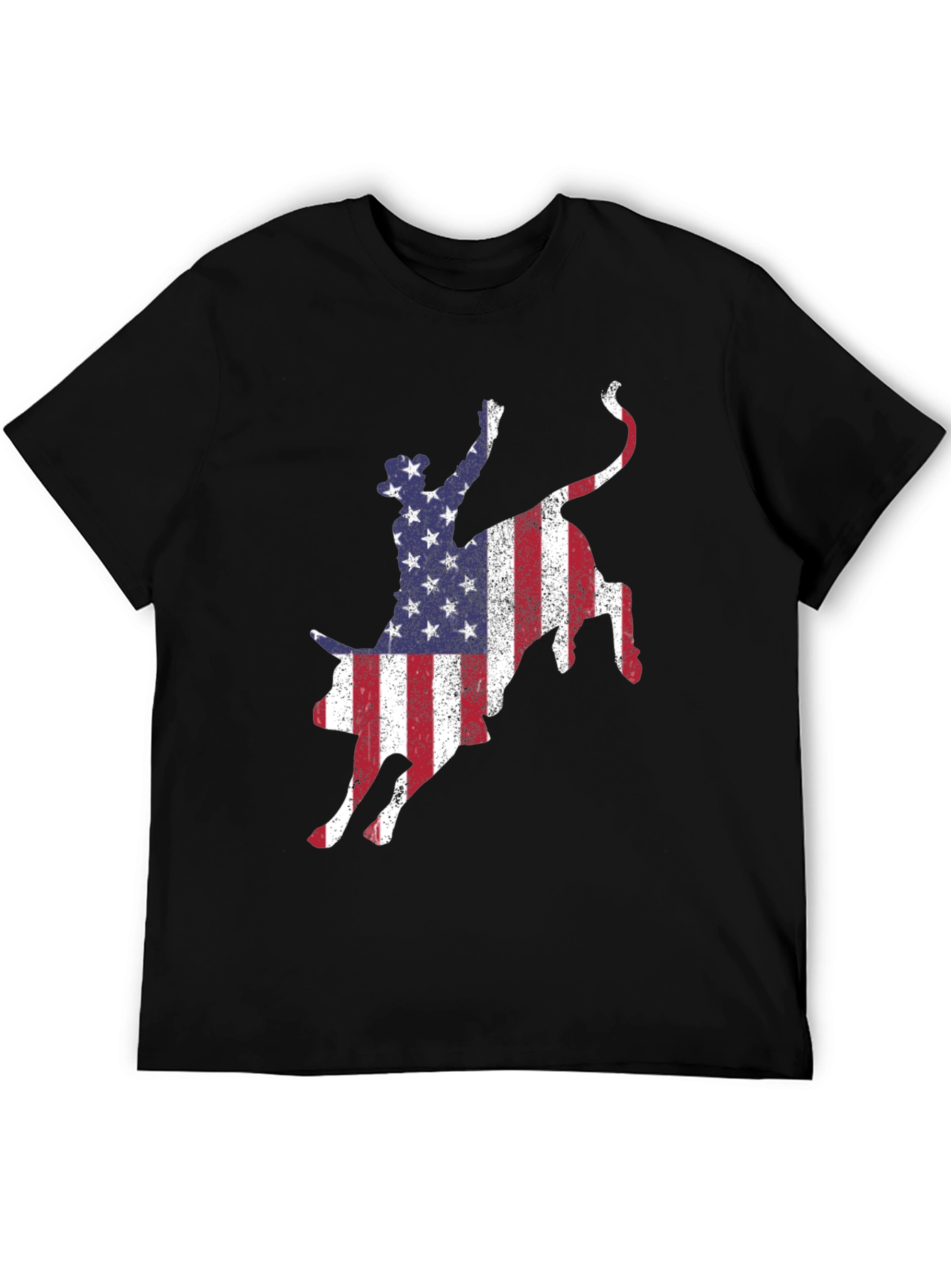 American Flag Bull Riding T-Shirt