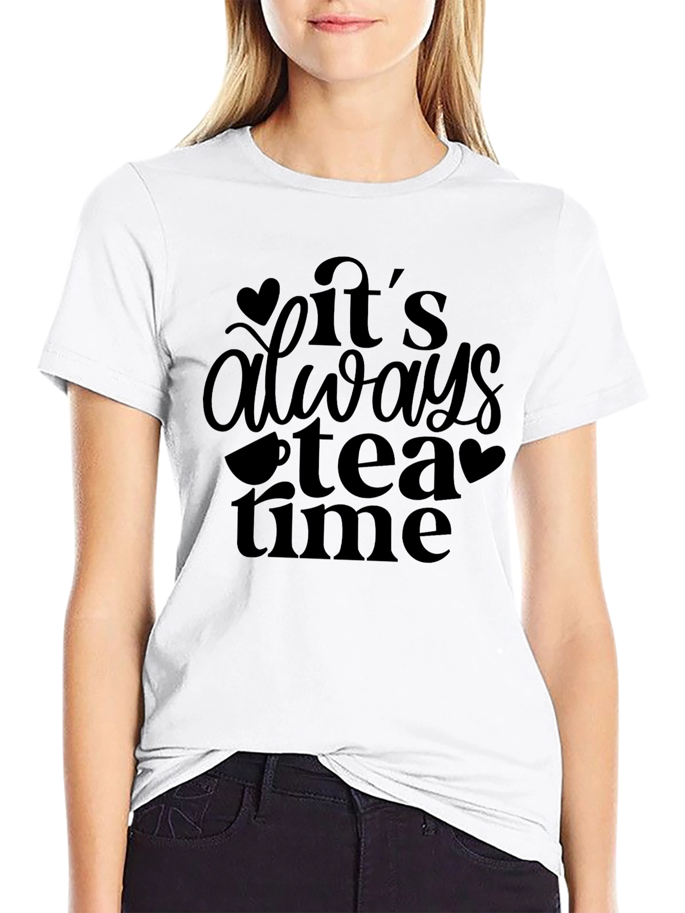 Its Always Tea Time Black Graphic Tee