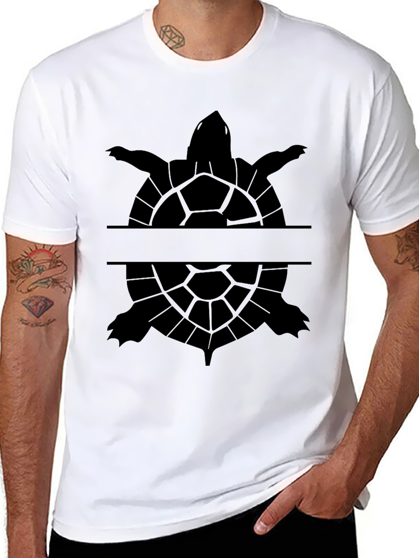Turtle Silhouette Personalized Mens T-Shirt