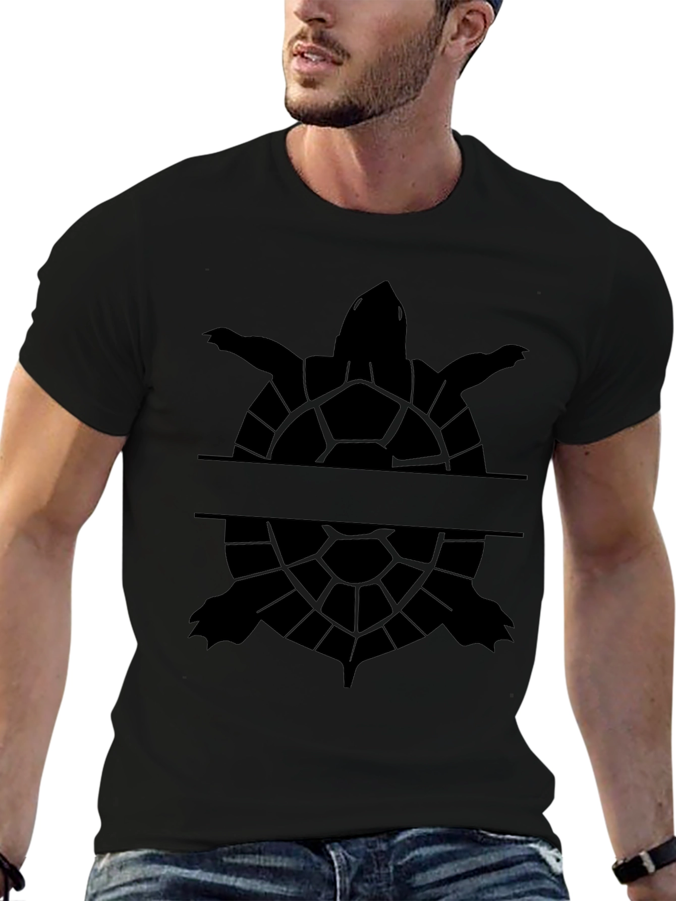 Turtle Silhouette Personalized Mens T-Shirt