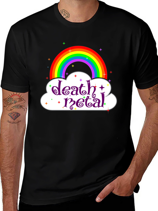 Death Metal Rainbow Graphic Tee - Black