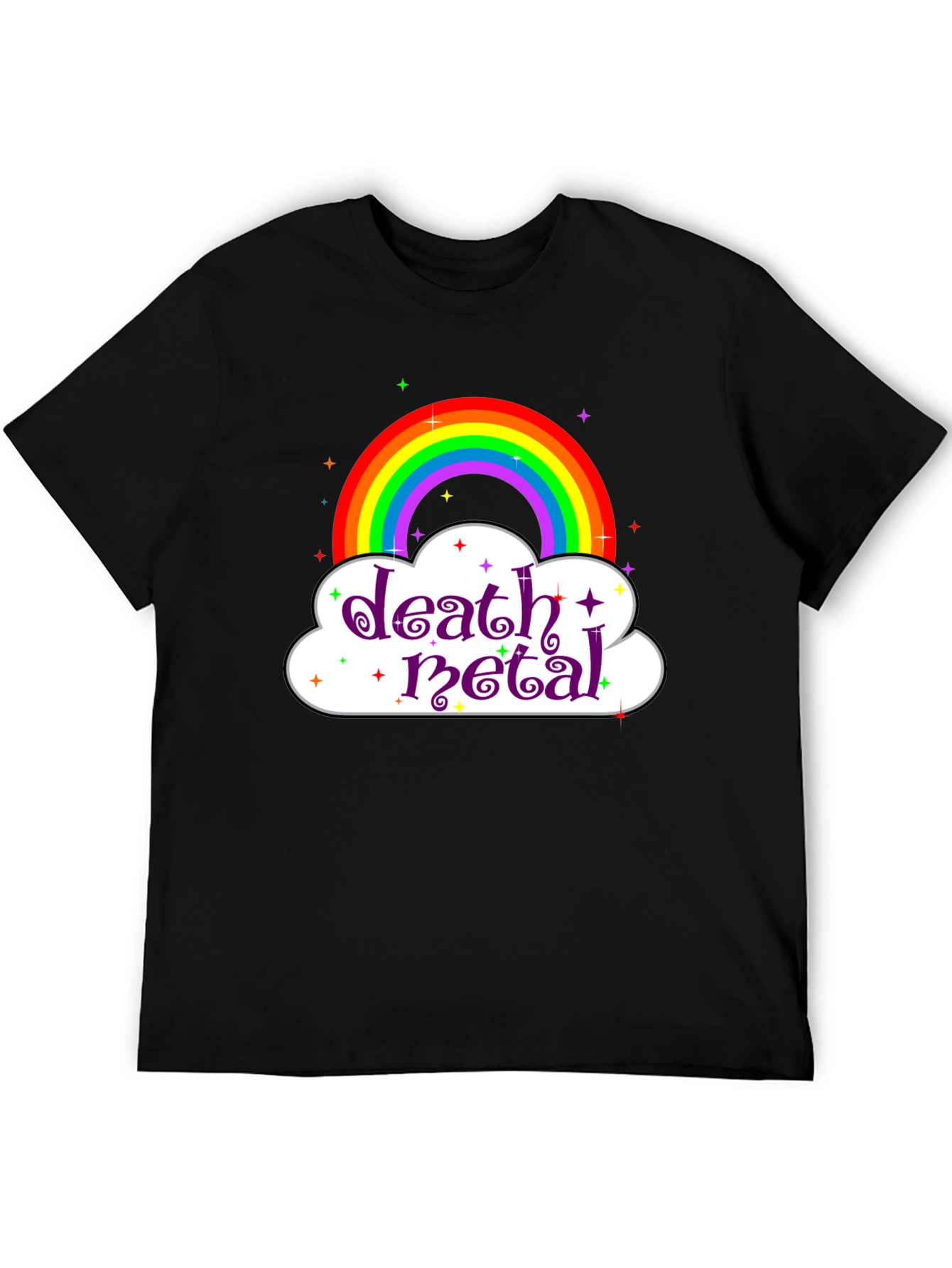 Death Metal Rainbow Graphic Tee - Black