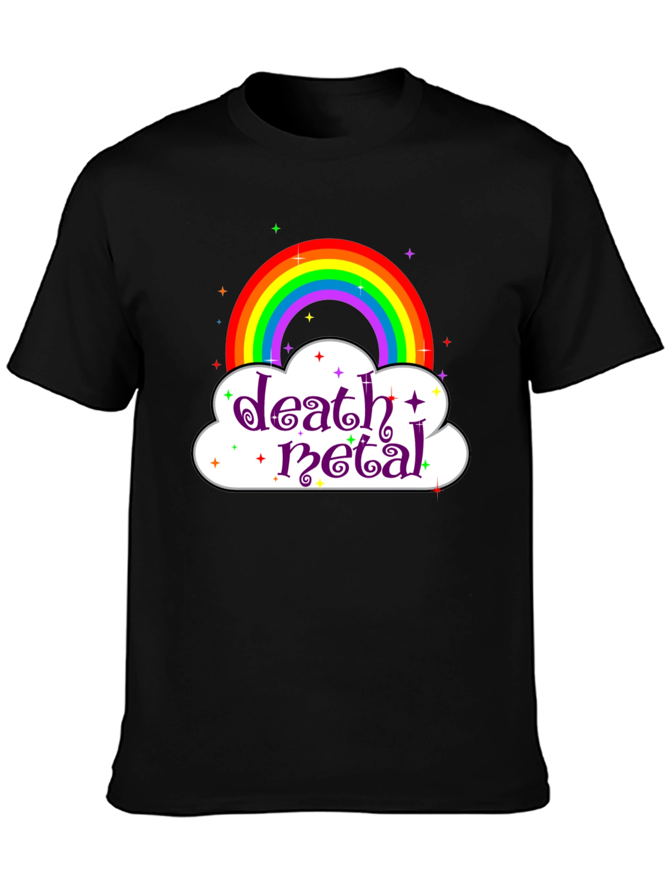 Death Metal Rainbow Graphic Tee - Black