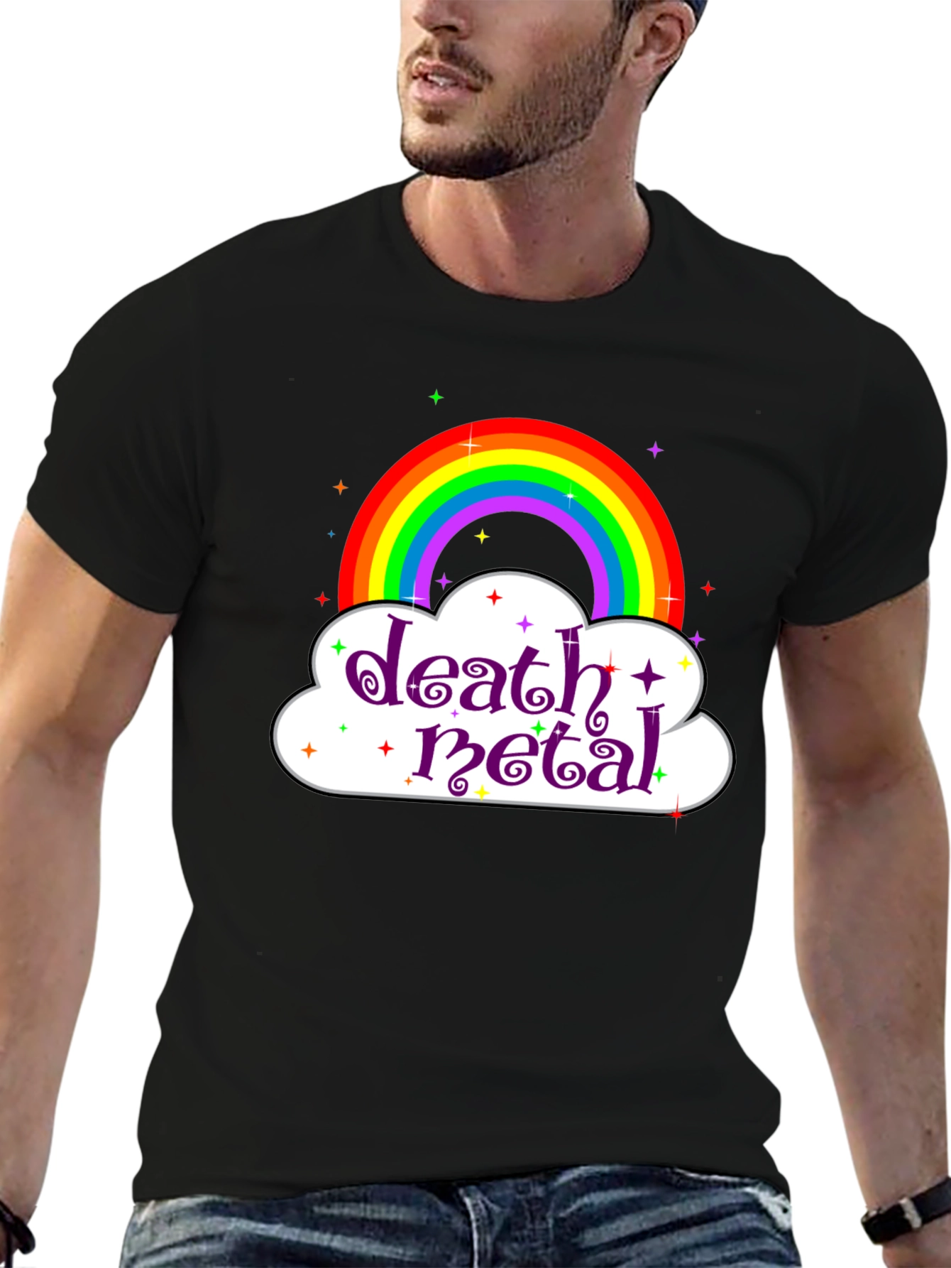 Death Metal Rainbow Graphic Tee - Black