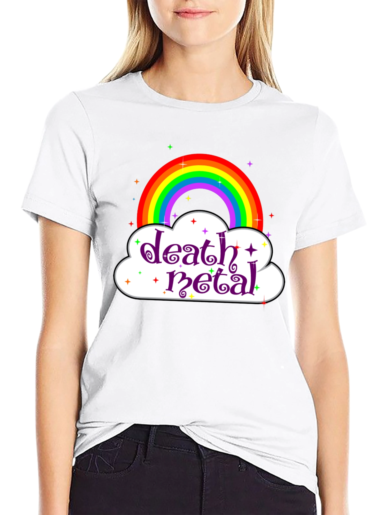 Death Metal Rainbow Graphic Tee - Black