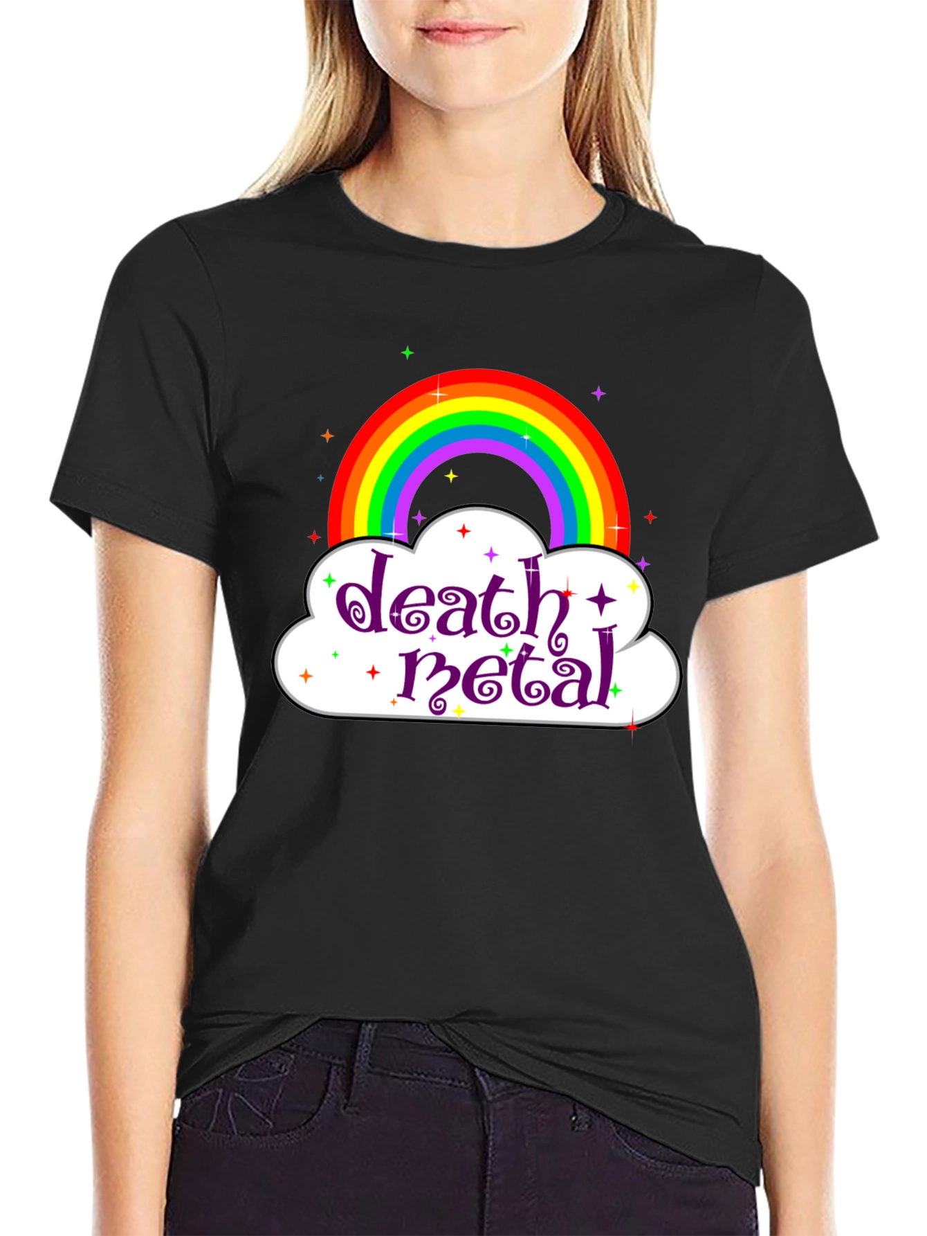 Death Metal Rainbow Graphic Tee - Black