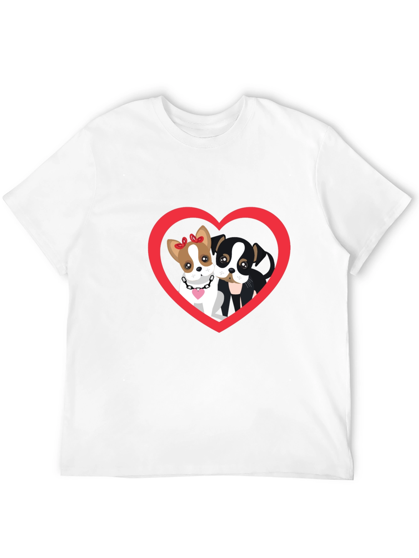 Dog Lovers Heart Graphic Tee - Black Cotton T-Shirt