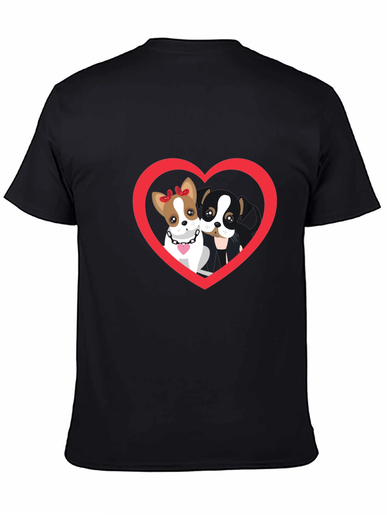 Dog Lovers Heart Graphic Tee - Black Cotton T-Shirt