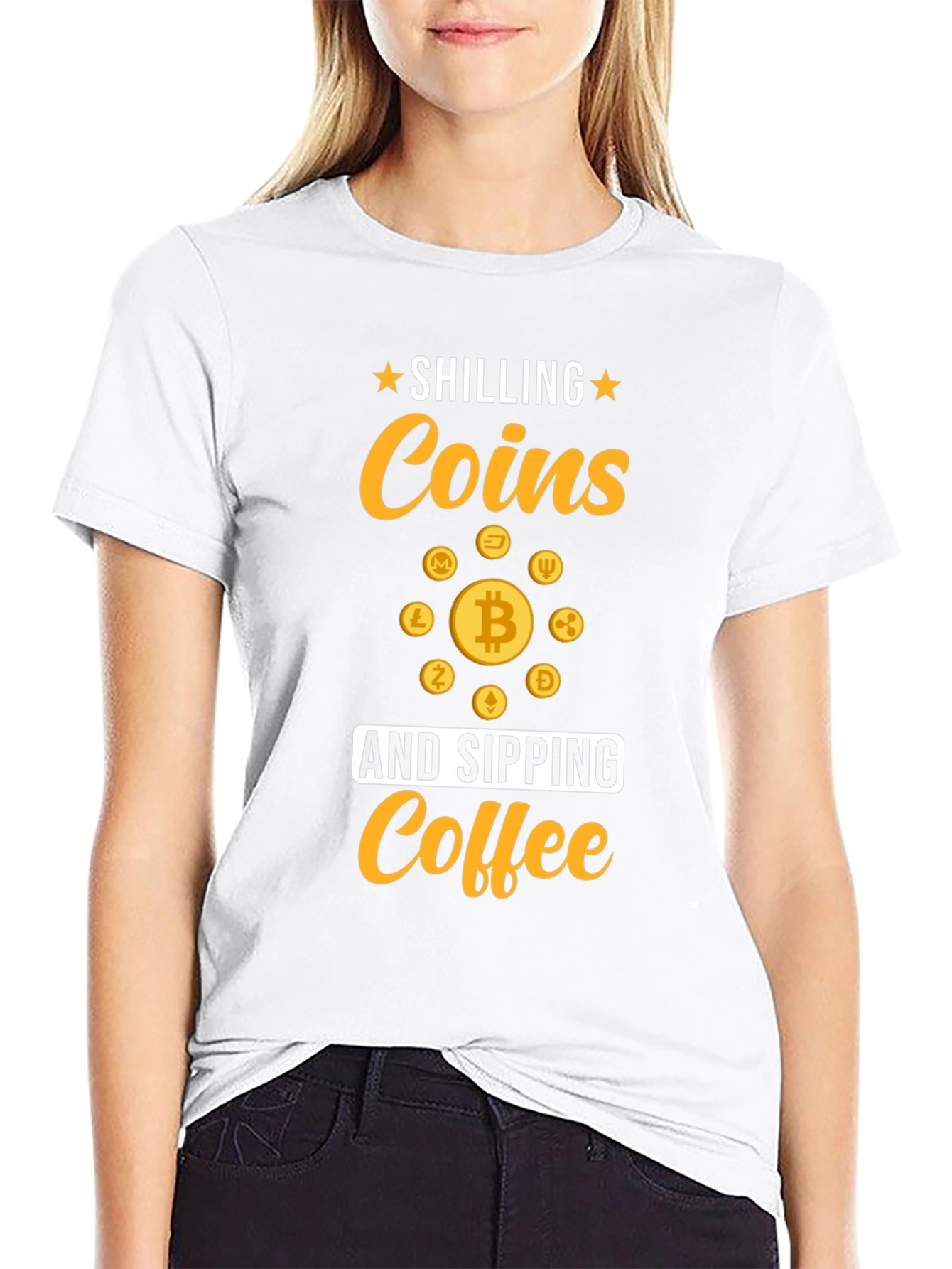 Shilling Coins and Sipping Coffee Black T-Shirt