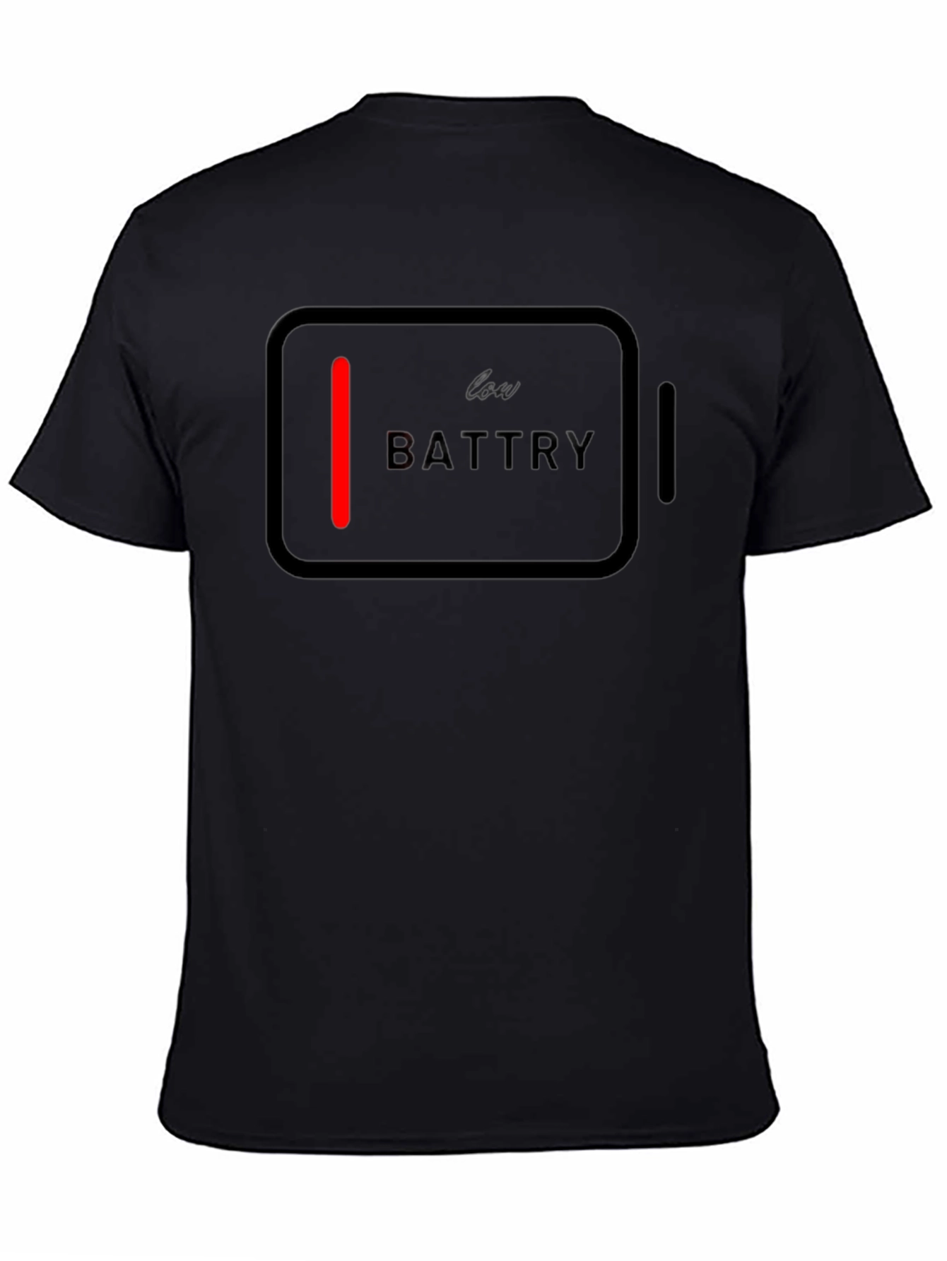 Low Battery Graphic Tee - Black Cotton T-Shirt