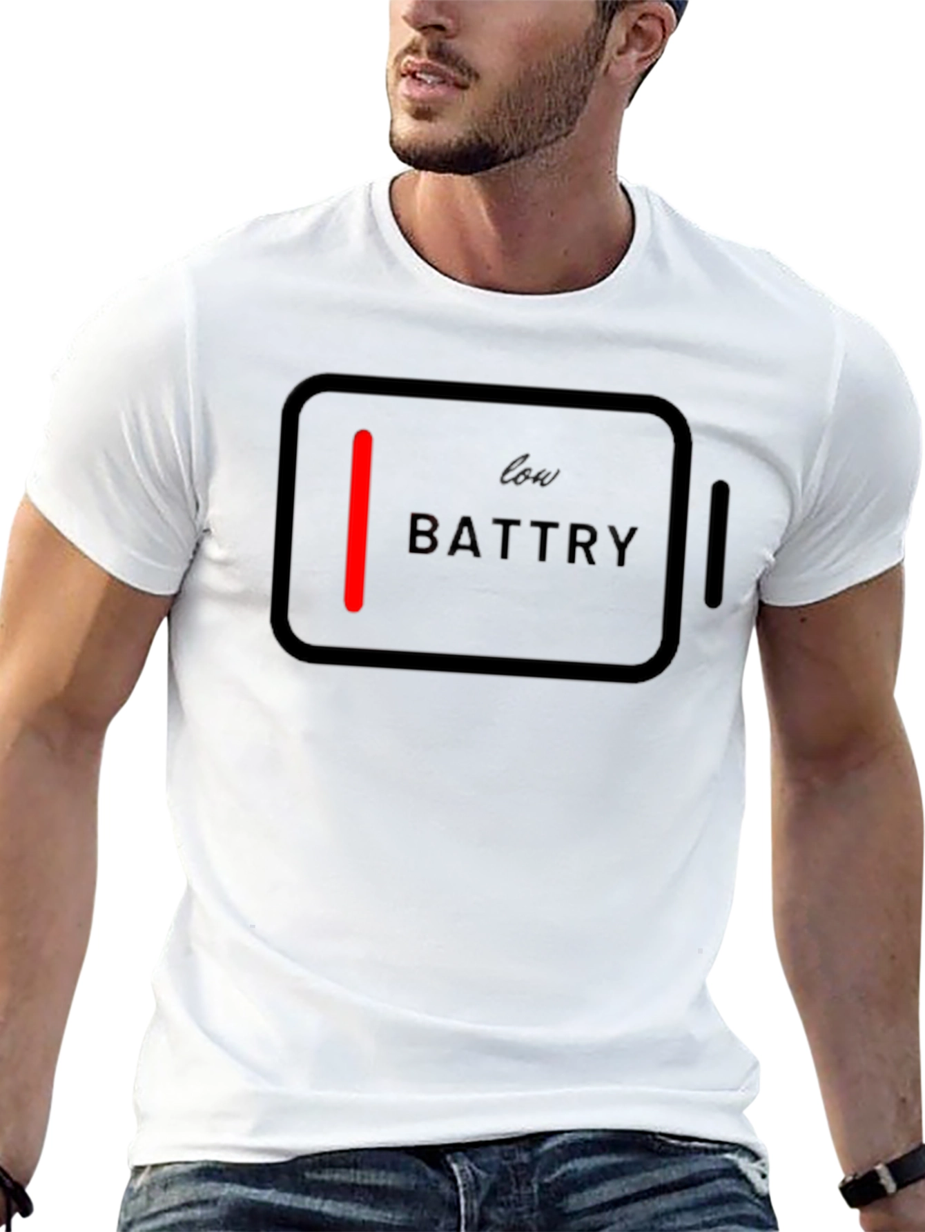Low Battery Graphic Tee - Black Cotton T-Shirt