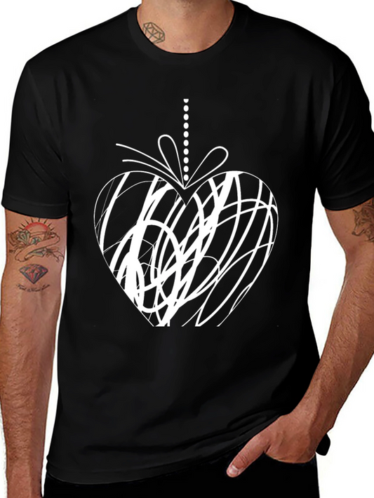 Modern Scribble Heart Graphic Tee - Black