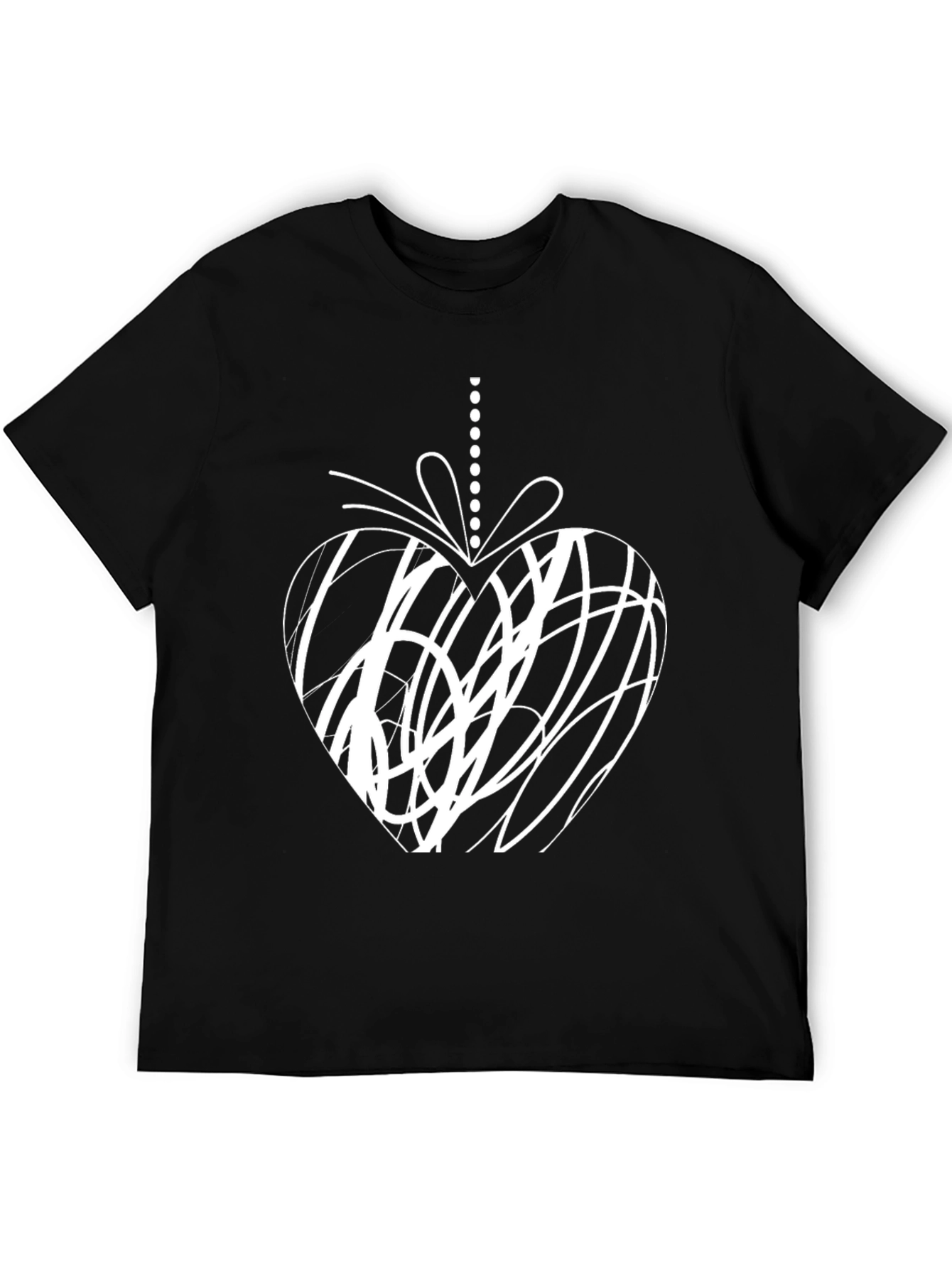 Modern Scribble Heart Graphic Tee - Black