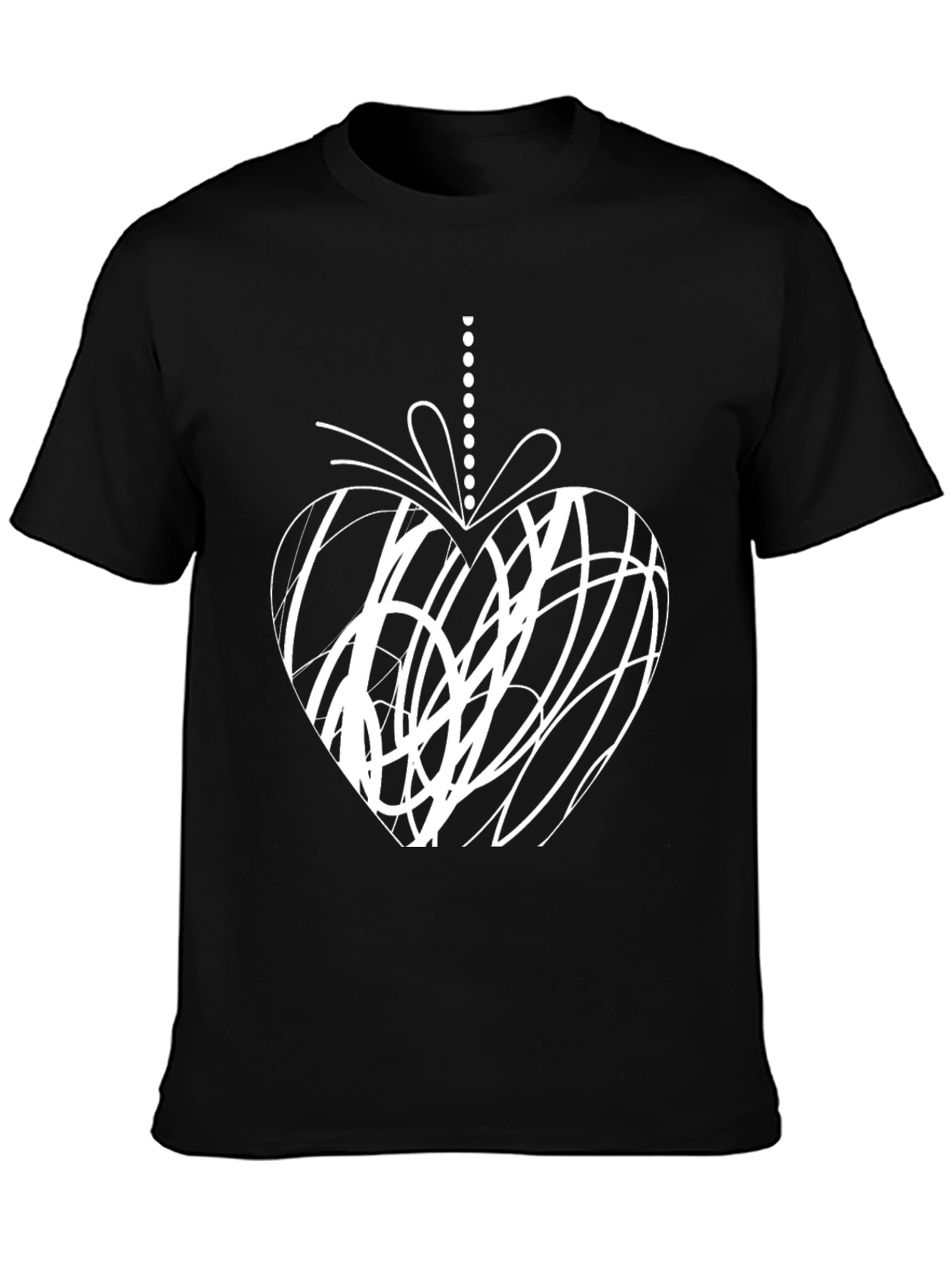 Modern Scribble Heart Graphic Tee - Black