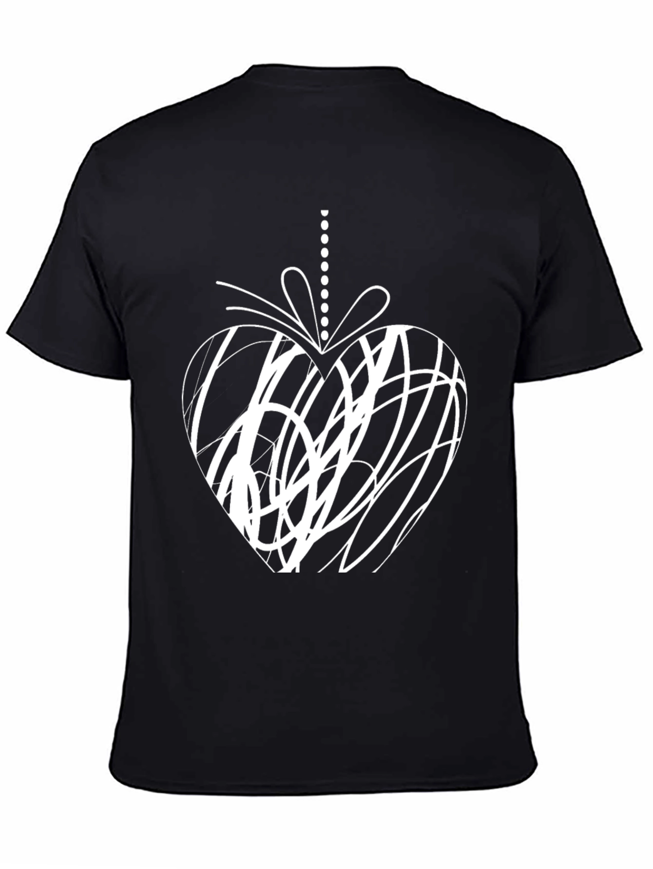 Modern Scribble Heart Graphic Tee - Black