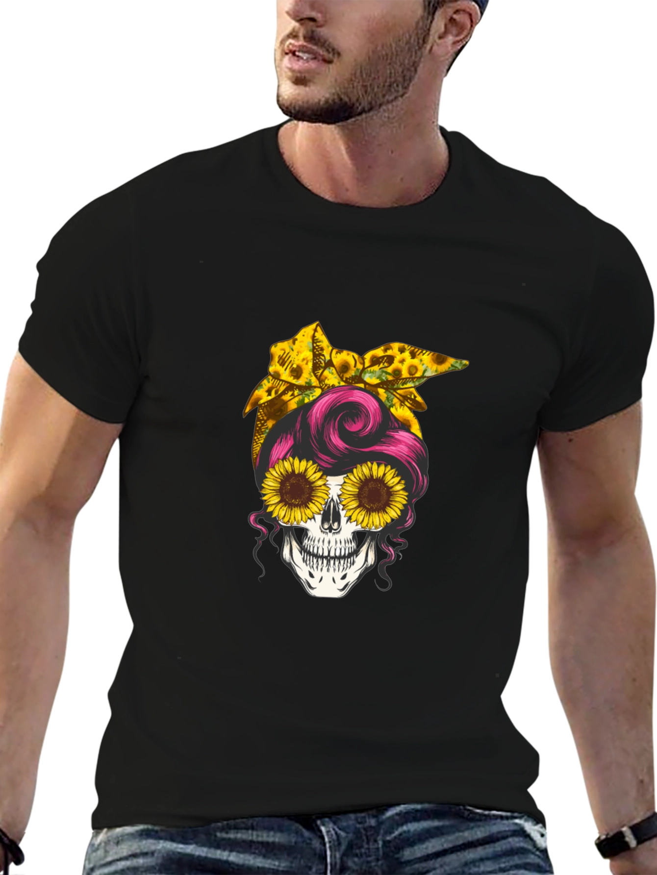 Sunflower Skull T-Shirt - Stylish Graphic Tee