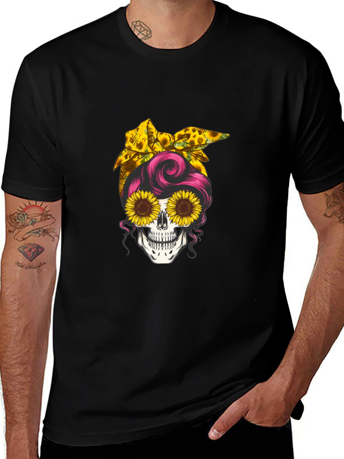 Sunflower Skull T-Shirt - Stylish Graphic Tee