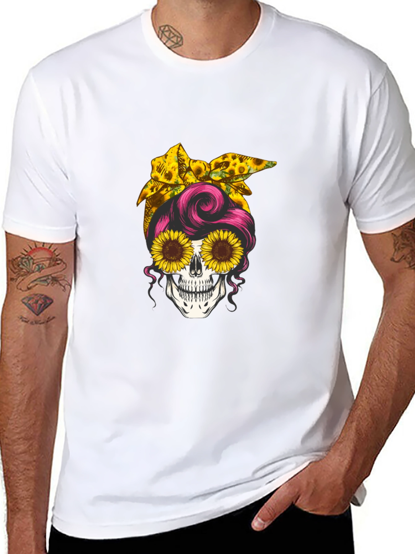 Sunflower Skull T-Shirt - Stylish Graphic Tee