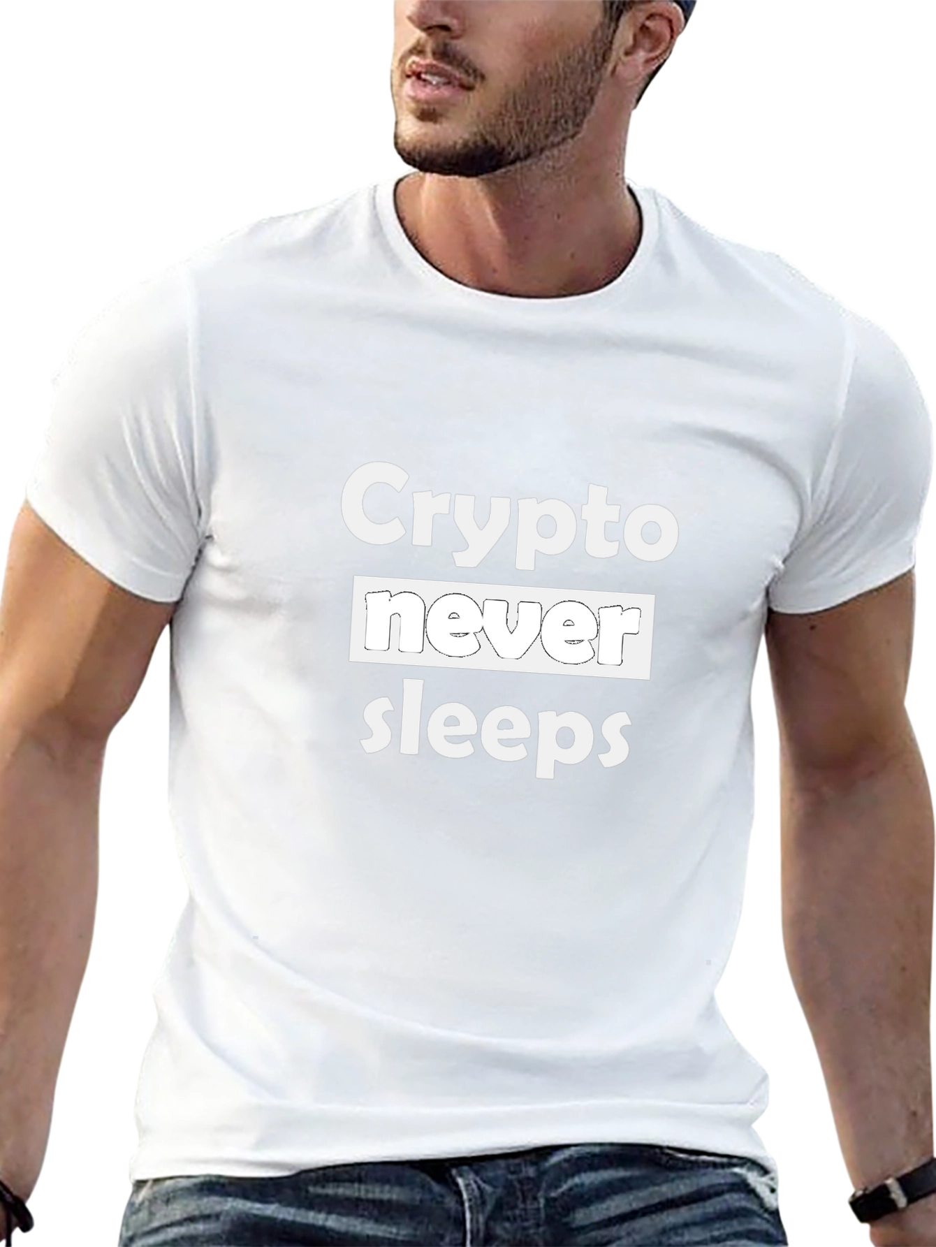 Crypto Never Sleeps Black T-Shirt