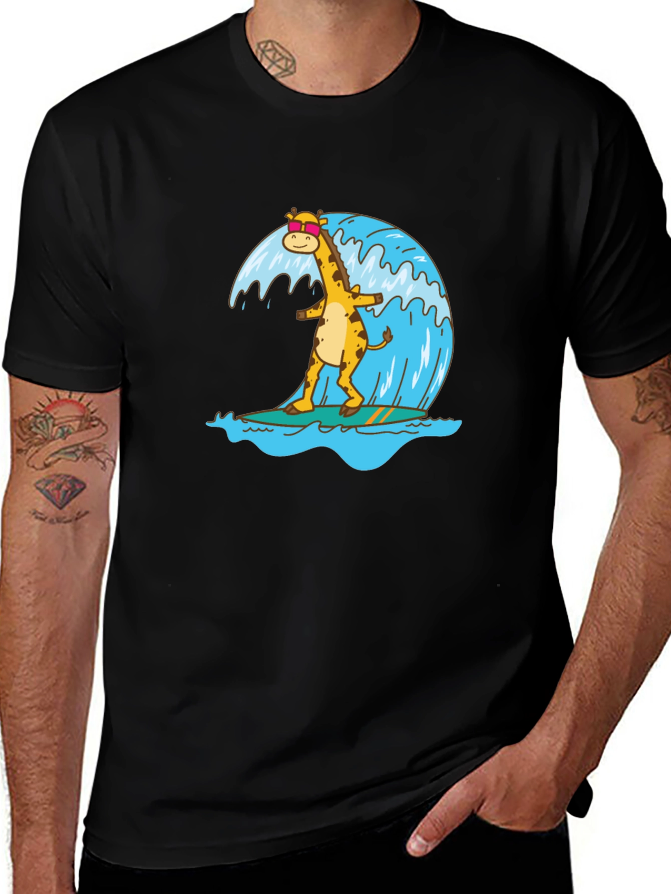 Surfing Giraffe Graphic Tee
