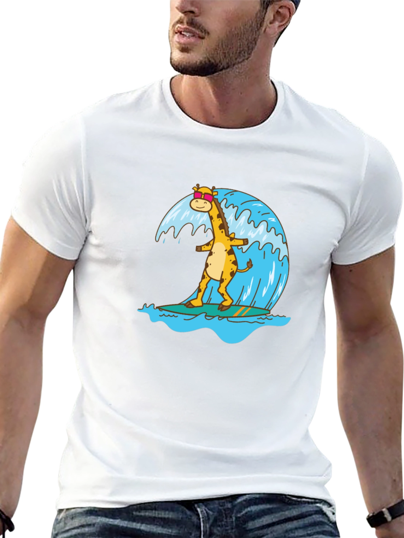 Surfing Giraffe Graphic Tee