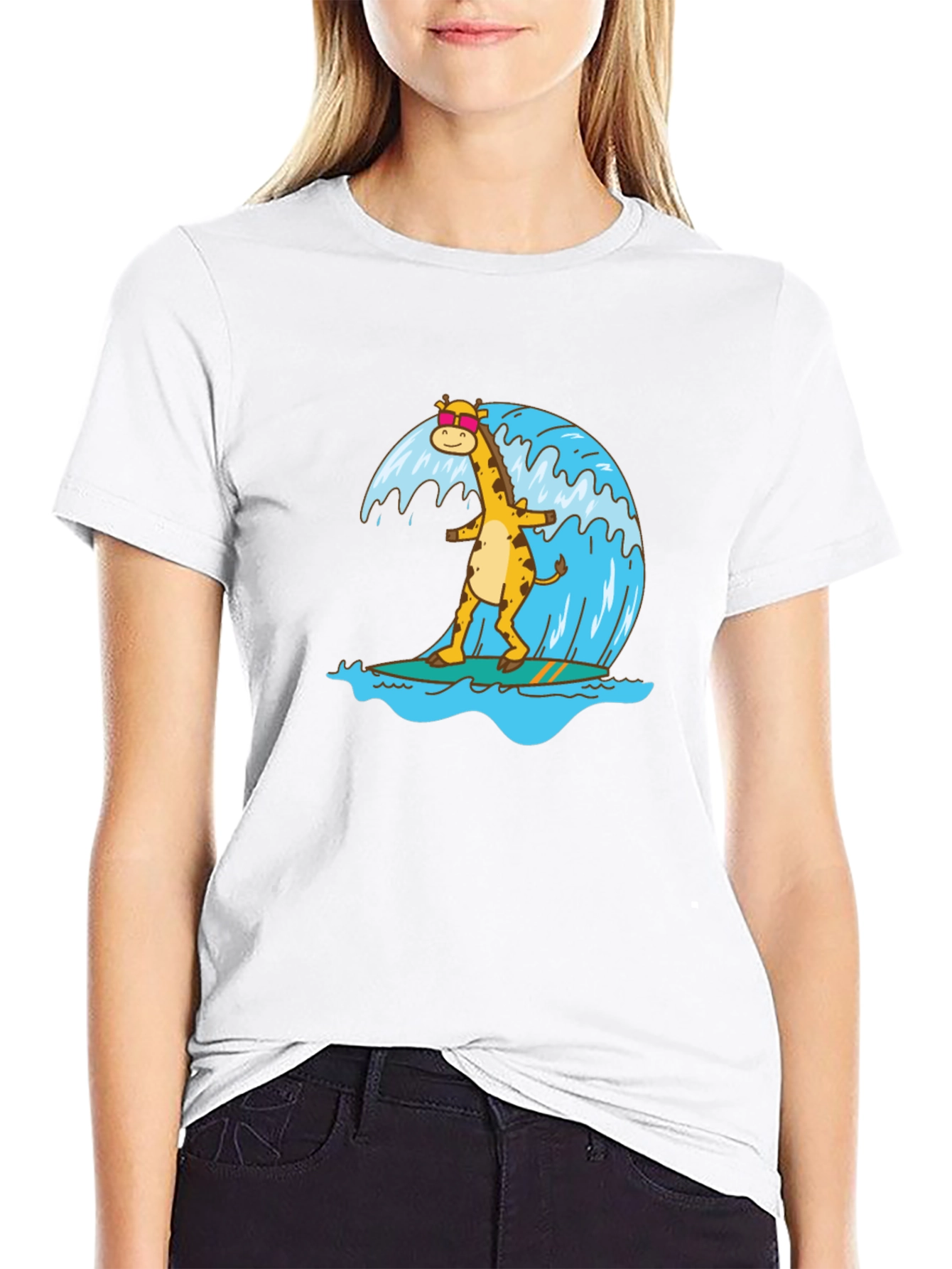 Surfing Giraffe Graphic Tee