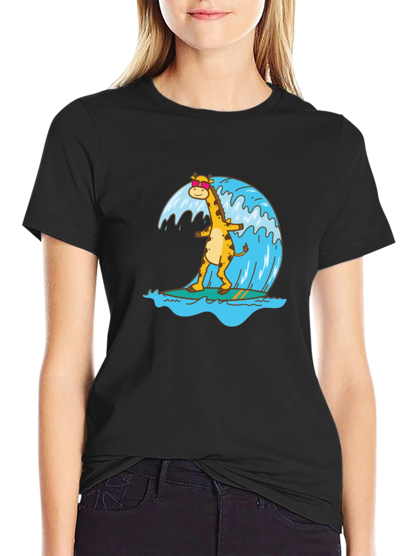 Surfing Giraffe Graphic Tee