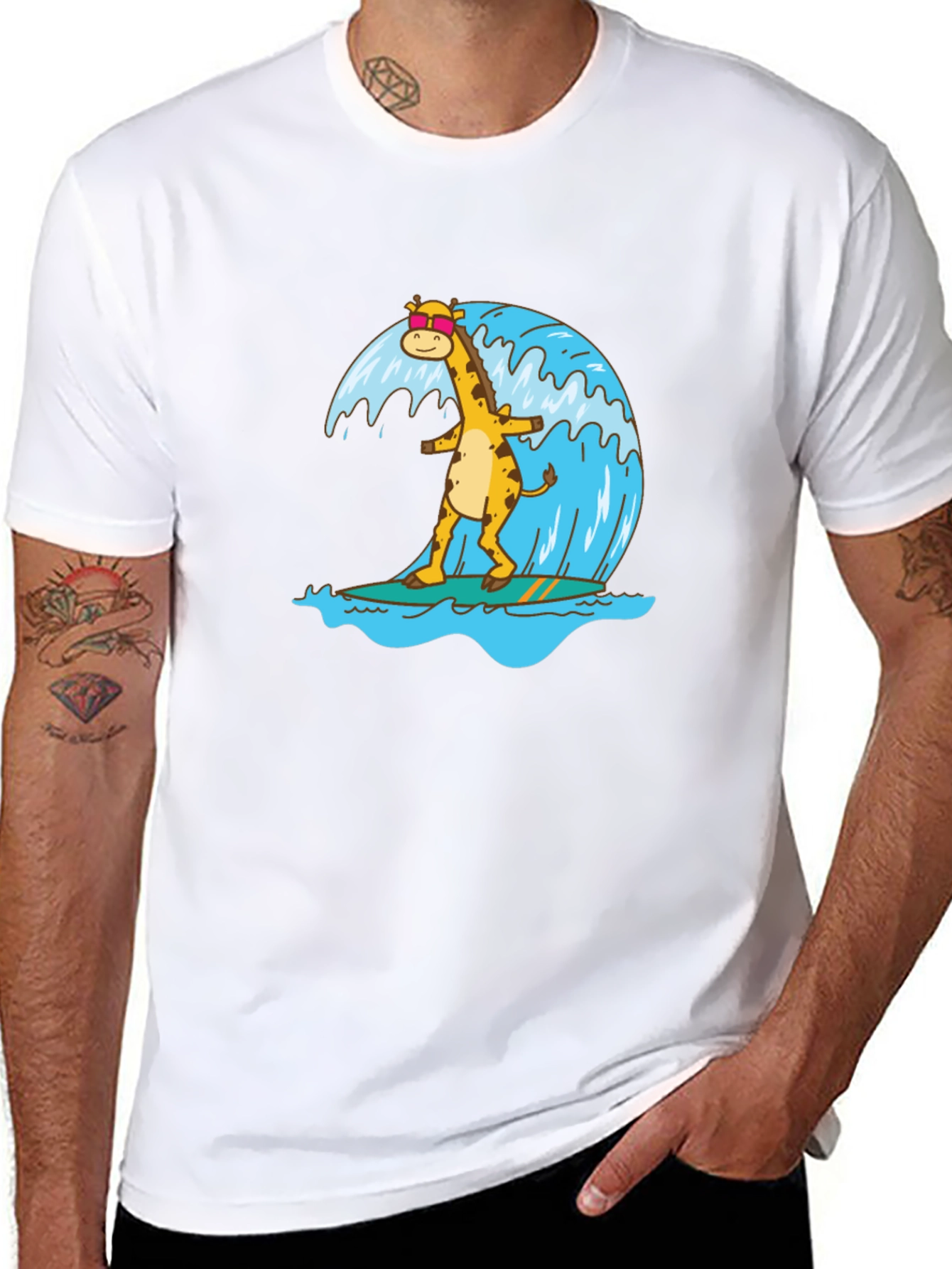 Surfing Giraffe Graphic Tee