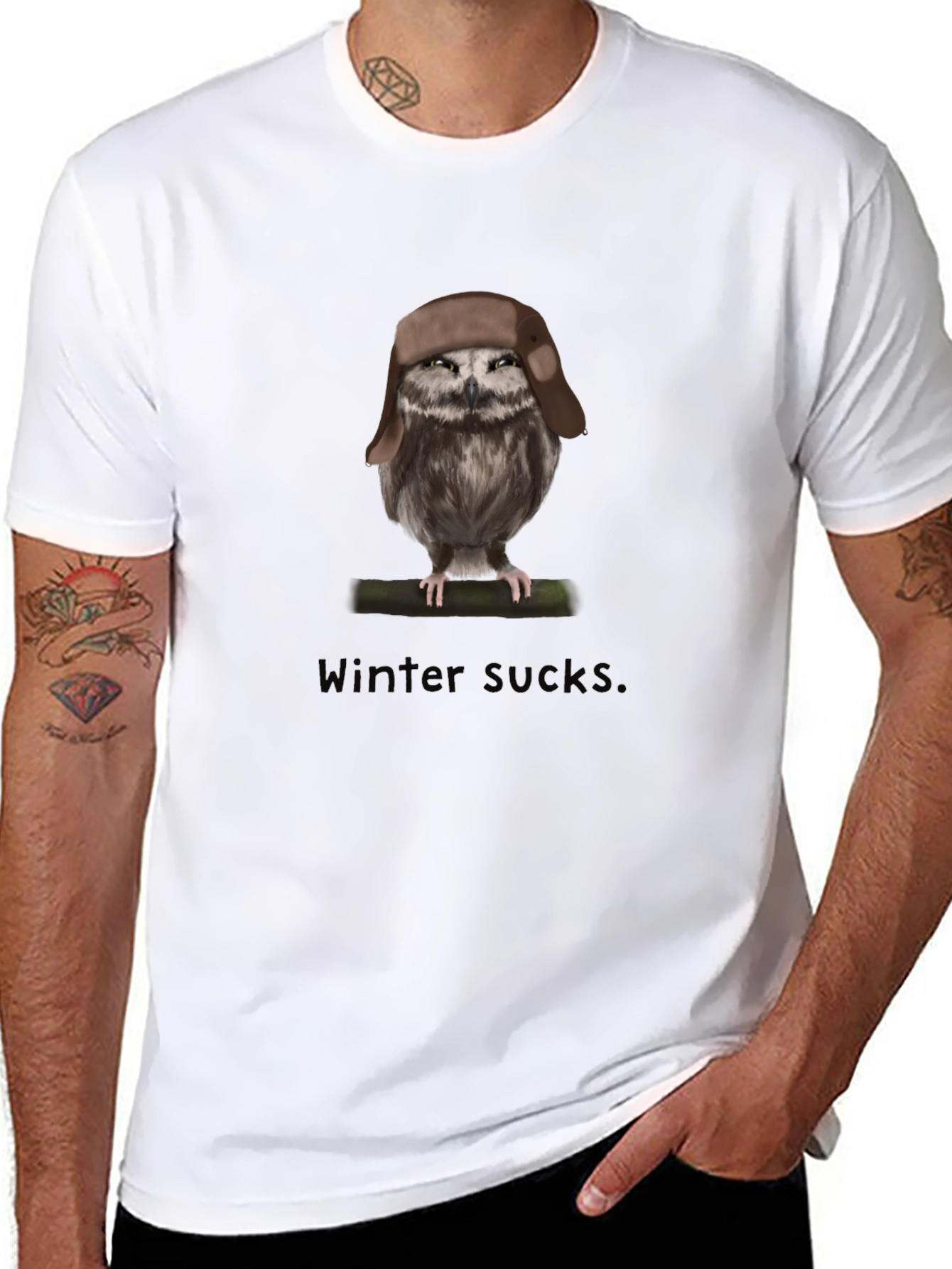 Winter Sucks Owl T-Shirt - Humor Tee