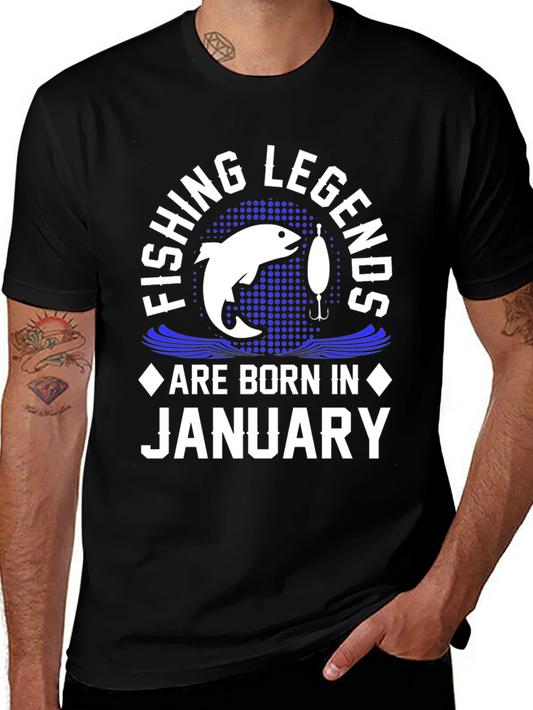 Fishing Legends Born in January - Graphic T-Shirt