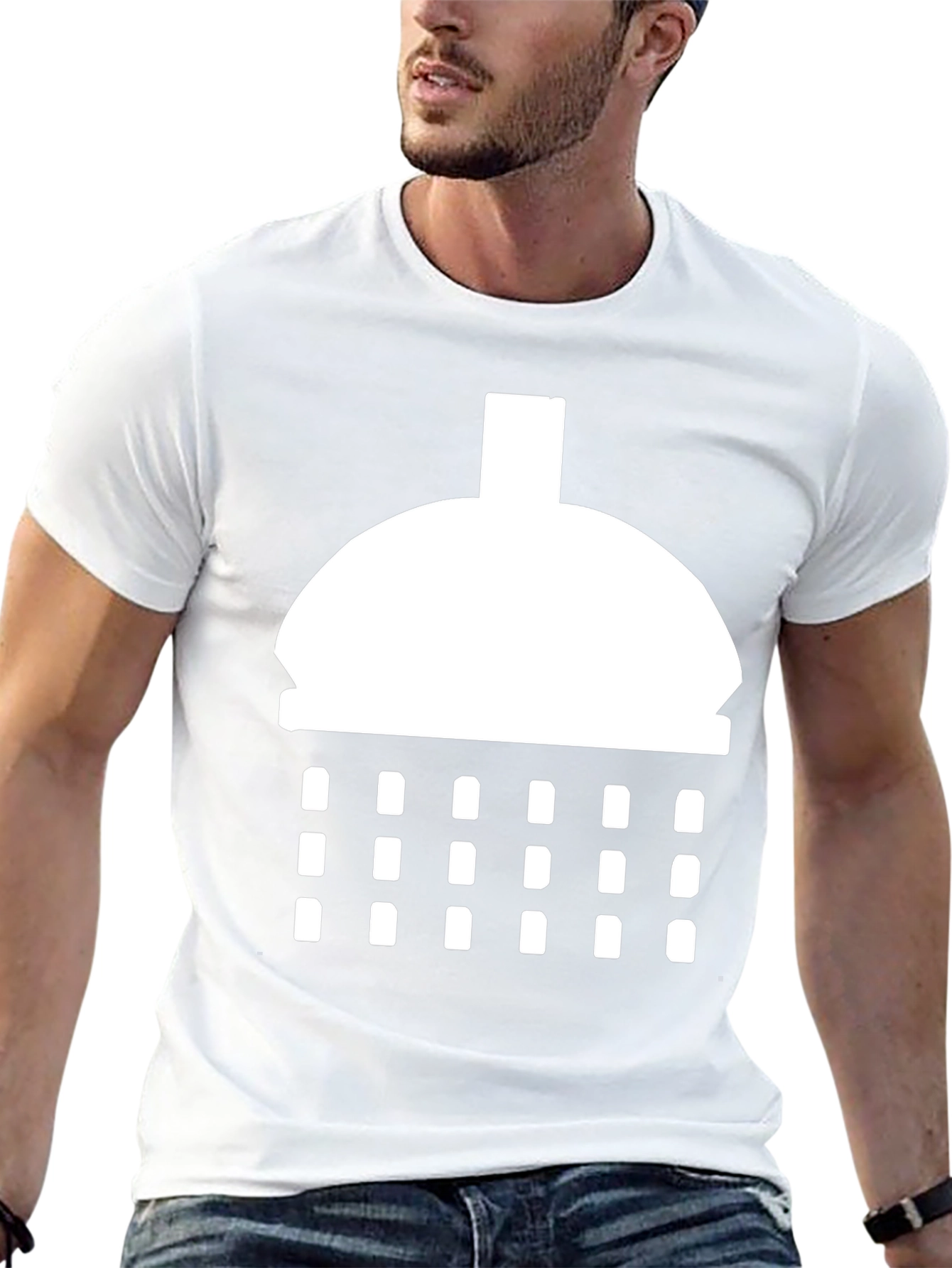 Shower T-Shirt - Black Cotton Tee with Novelty Graphic