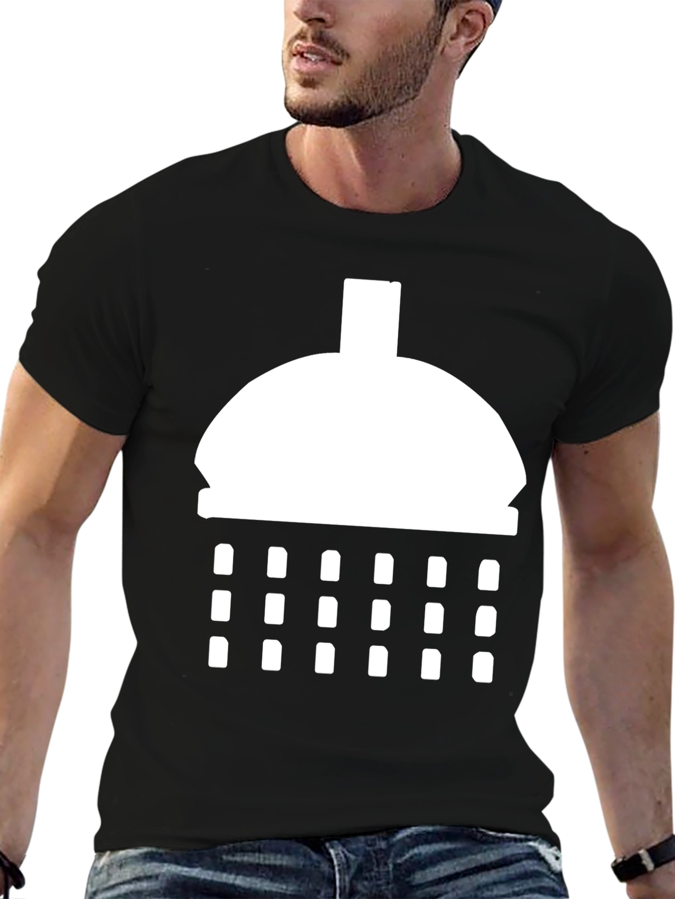Shower T-Shirt - Black Cotton Tee with Novelty Graphic
