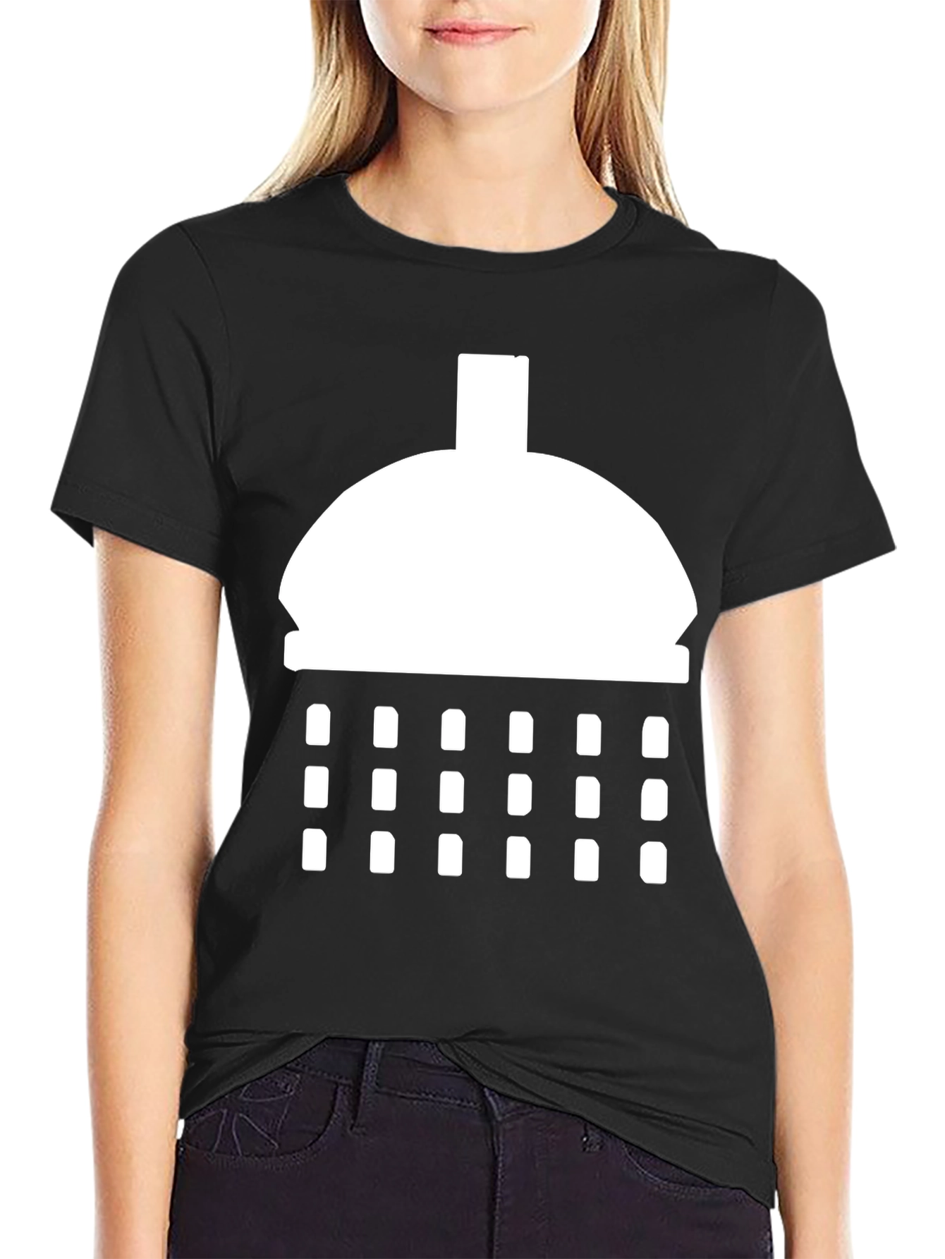 Shower T-Shirt - Black Cotton Tee with Novelty Graphic