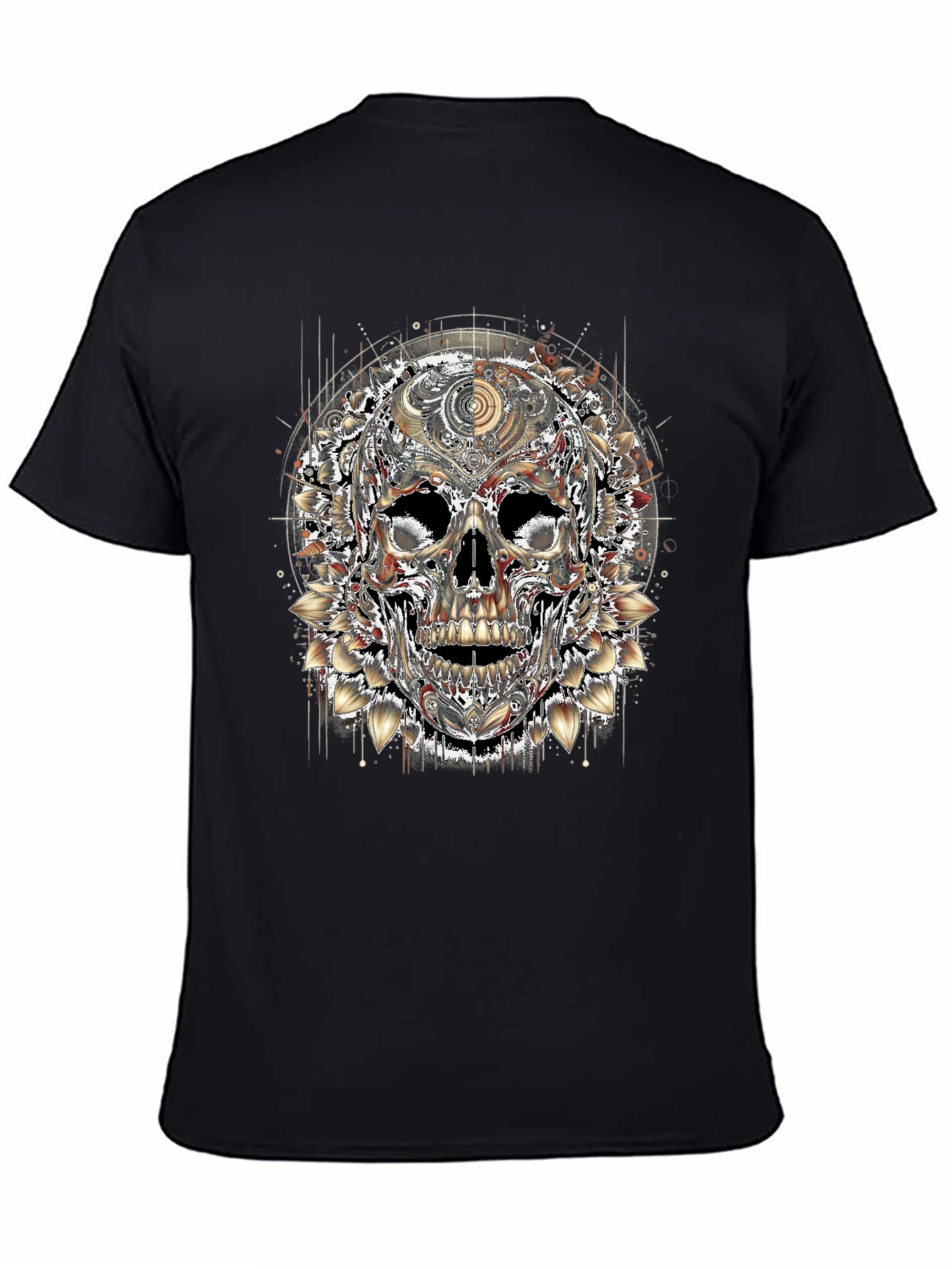 Floral Skull Graphic Print Mens T-Shirt