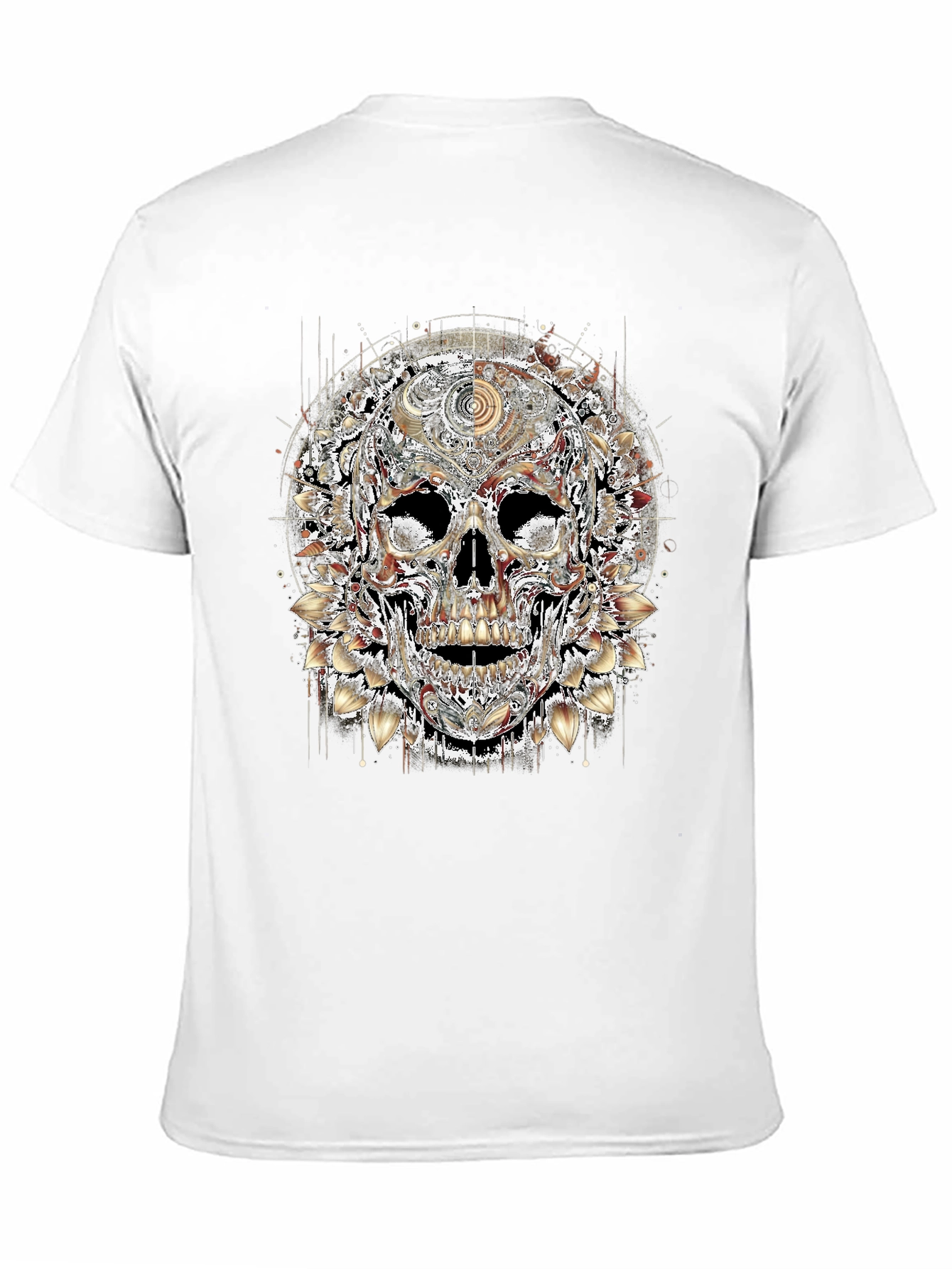 Floral Skull Graphic Print Mens T-Shirt