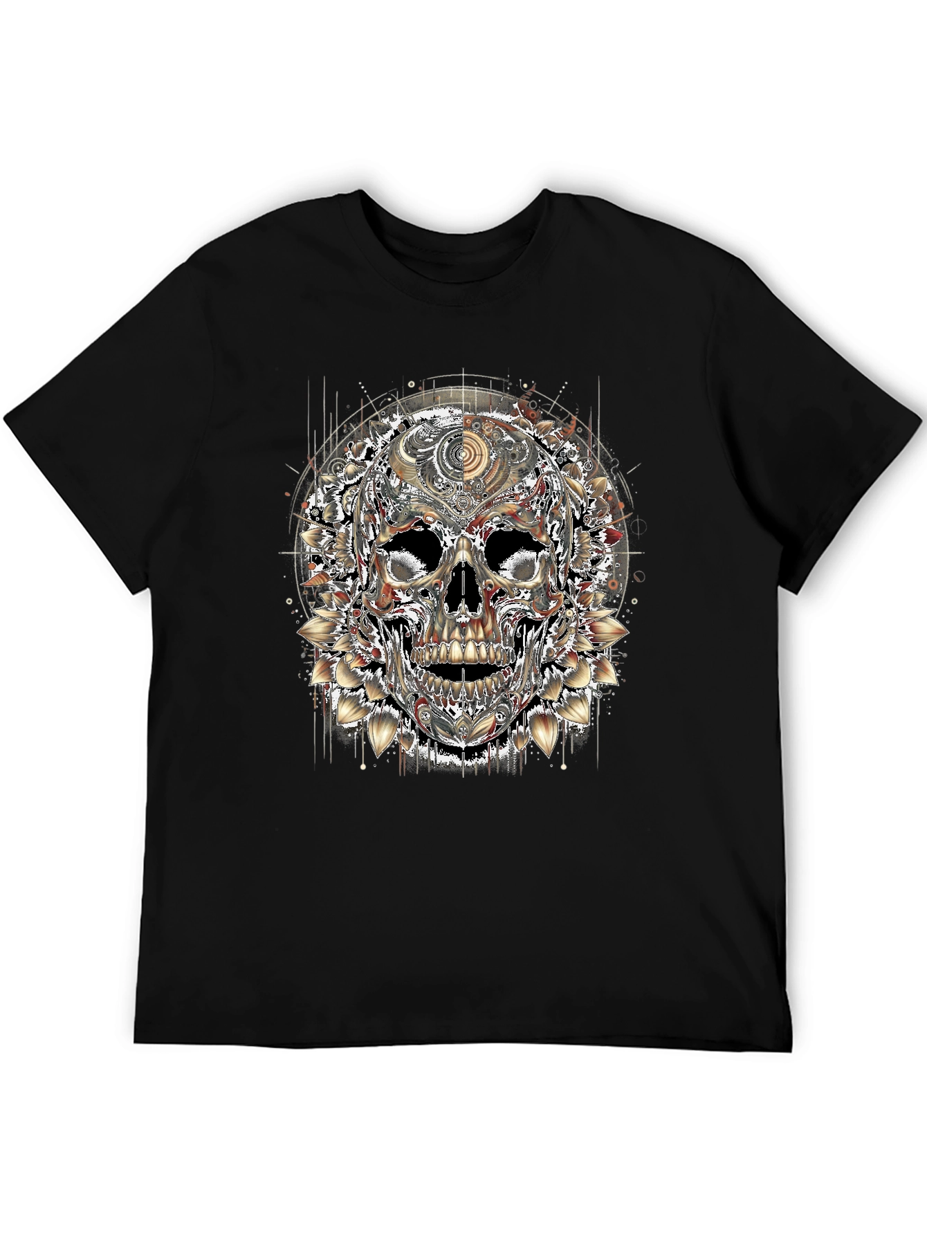 Floral Skull Graphic Print Mens T-Shirt