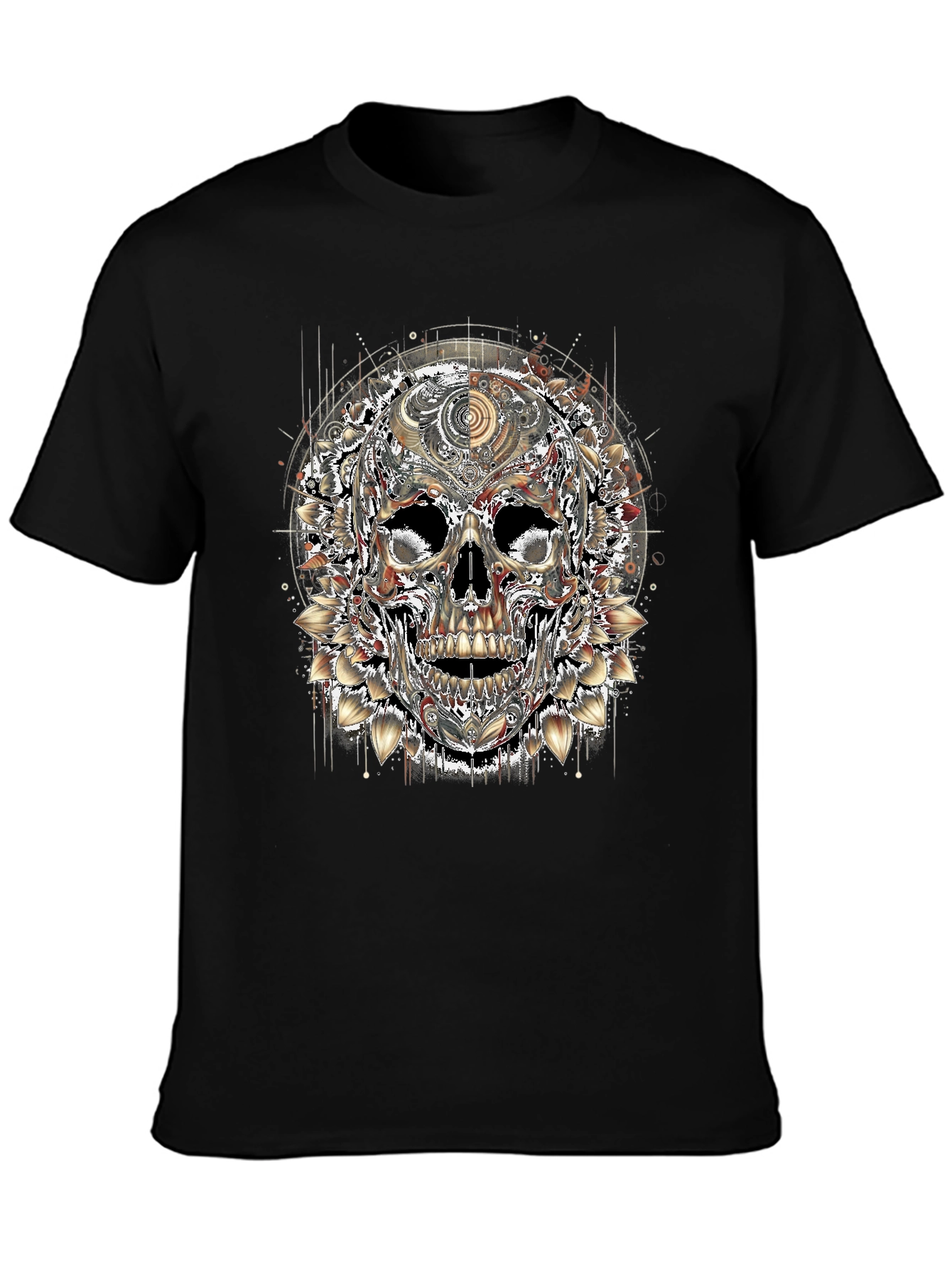 Floral Skull Graphic Print Mens T-Shirt