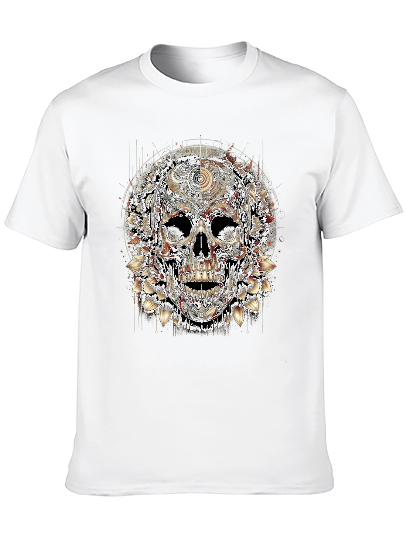 Floral Skull Graphic Print Mens T-Shirt