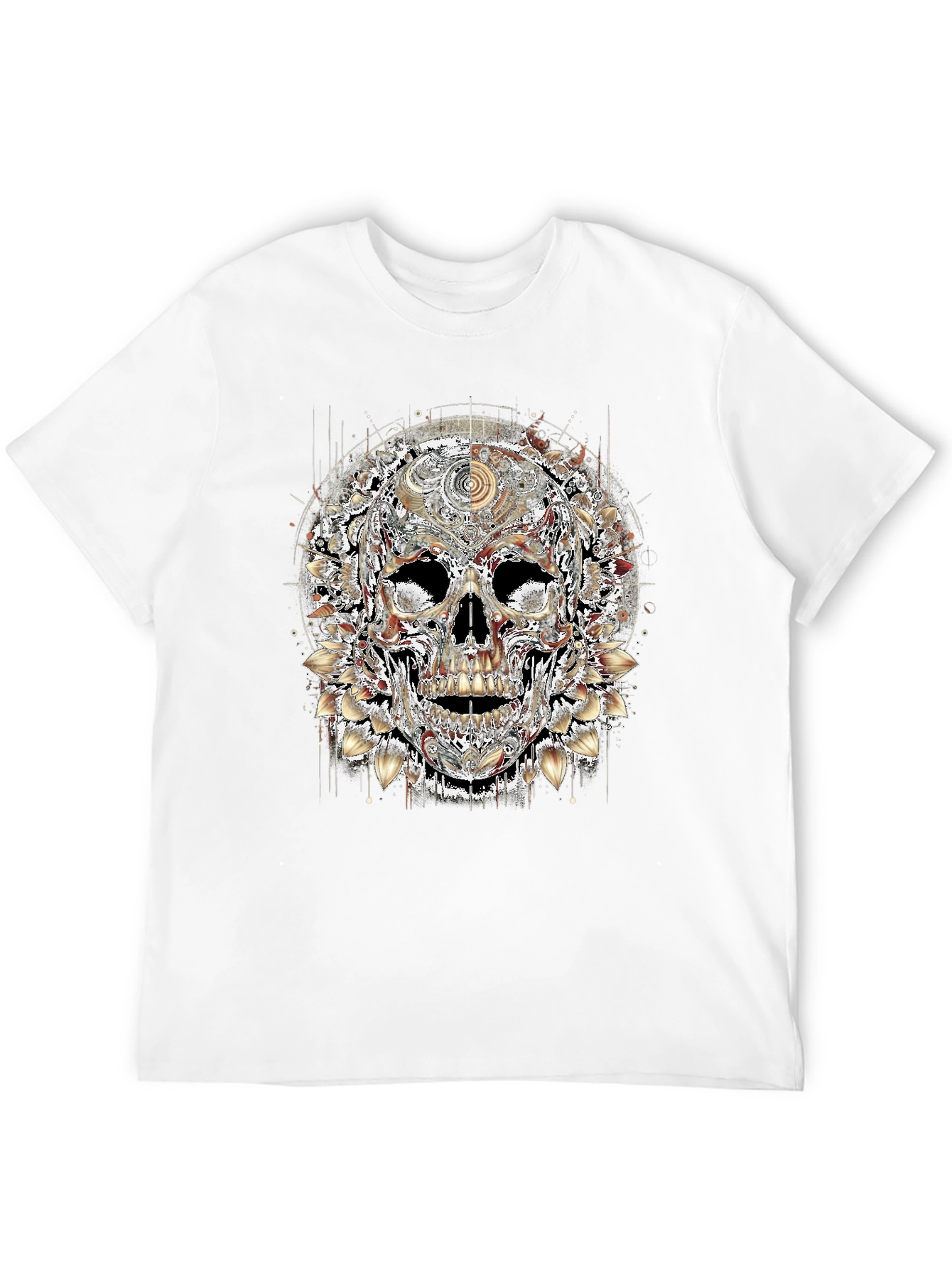Floral Skull Graphic Print Mens T-Shirt